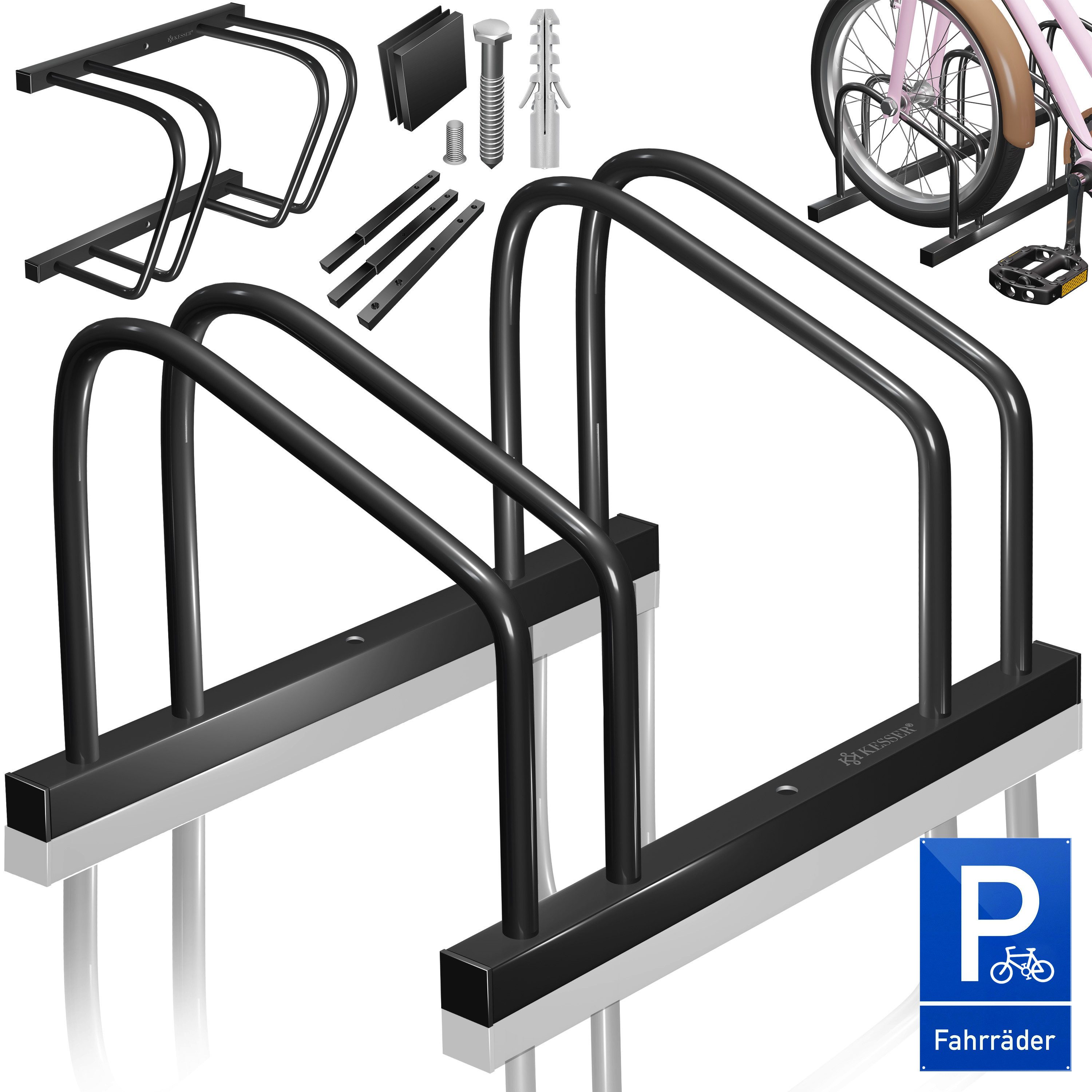 KESSER Fahrradständer, inkl. Parkschild Mehrfachständer mit 37cm Radabstand