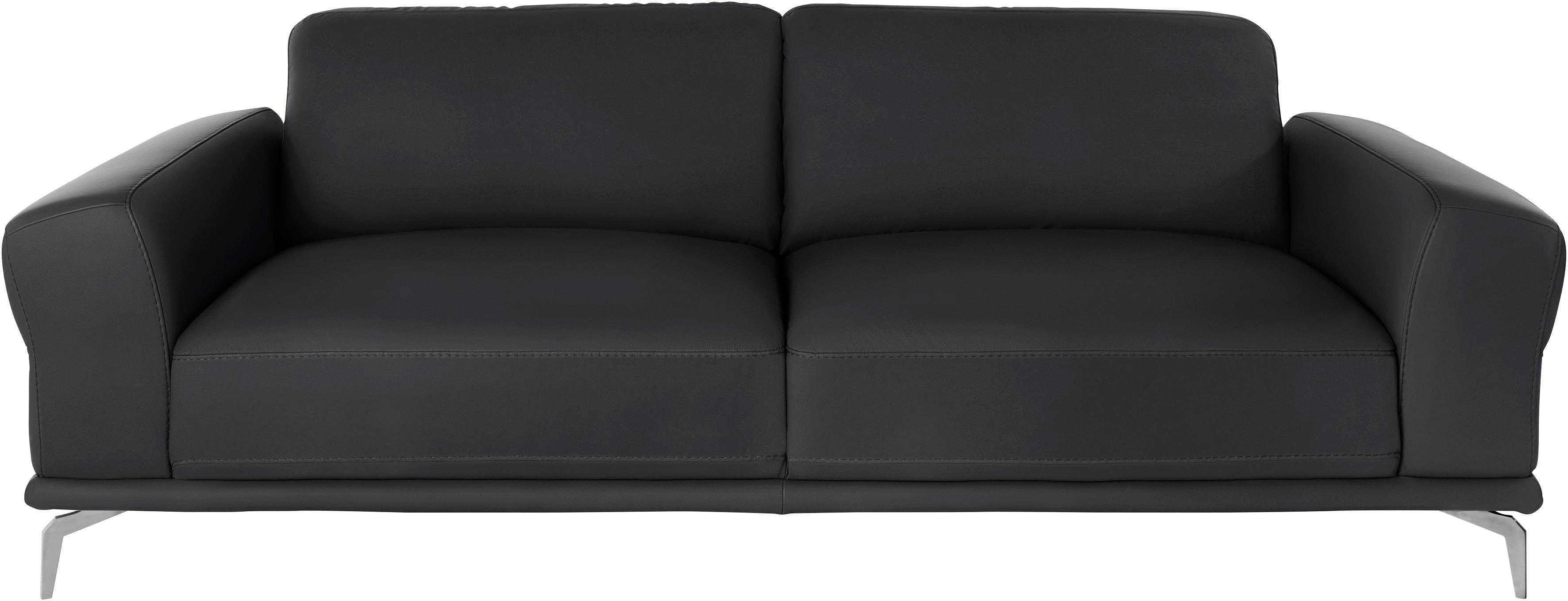 W.SCHILLIG 2,5-Sitzer montanaa bequem, Federkernunterfederung, elegant & edel, mit Metallfüßen in Chrom glänzend, Breite 232 cm