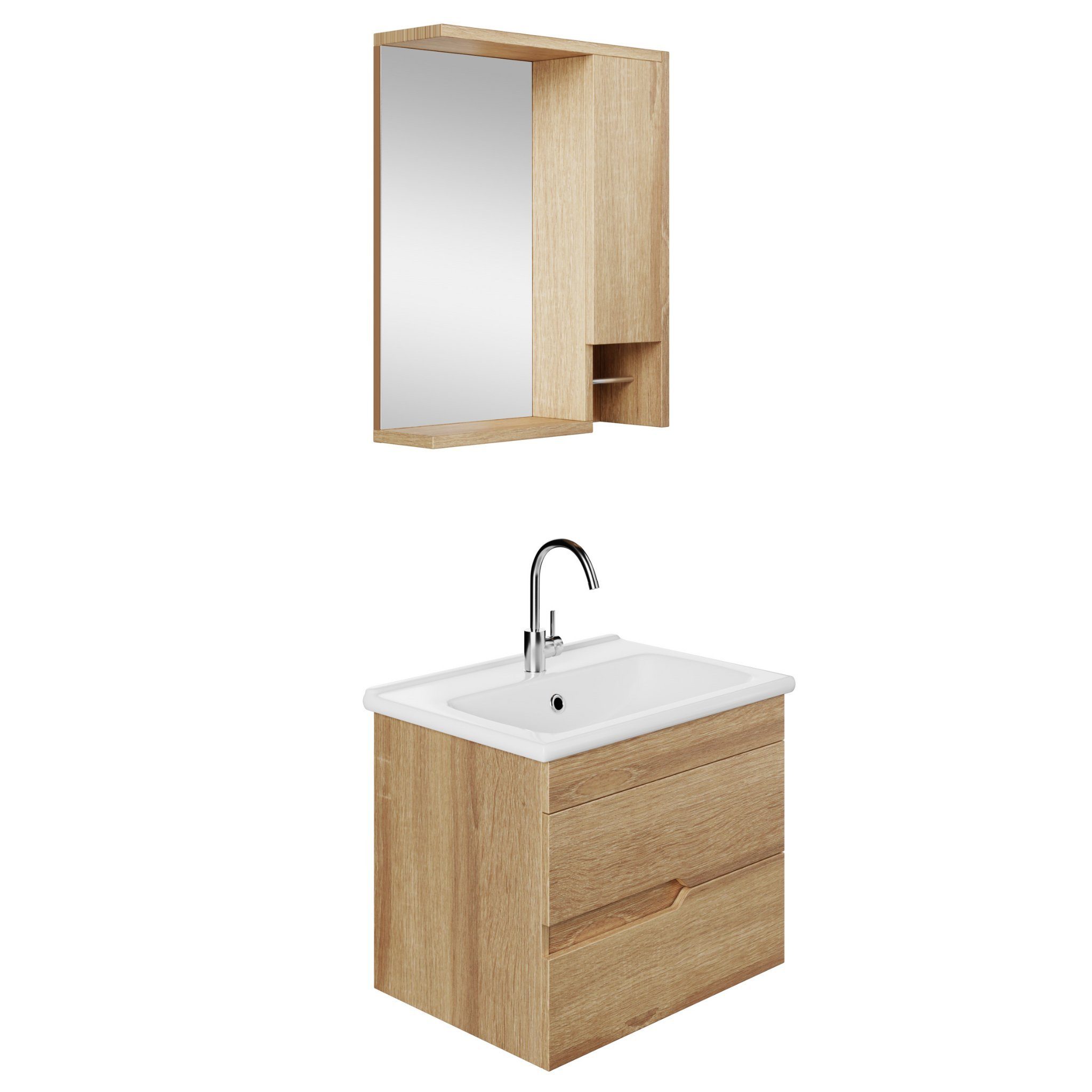 Karen Badmöbel-Set Badmöbel Set Marmara Eiche 65, (Komplett-Set, 3-Teilig ( günstig online kaufen