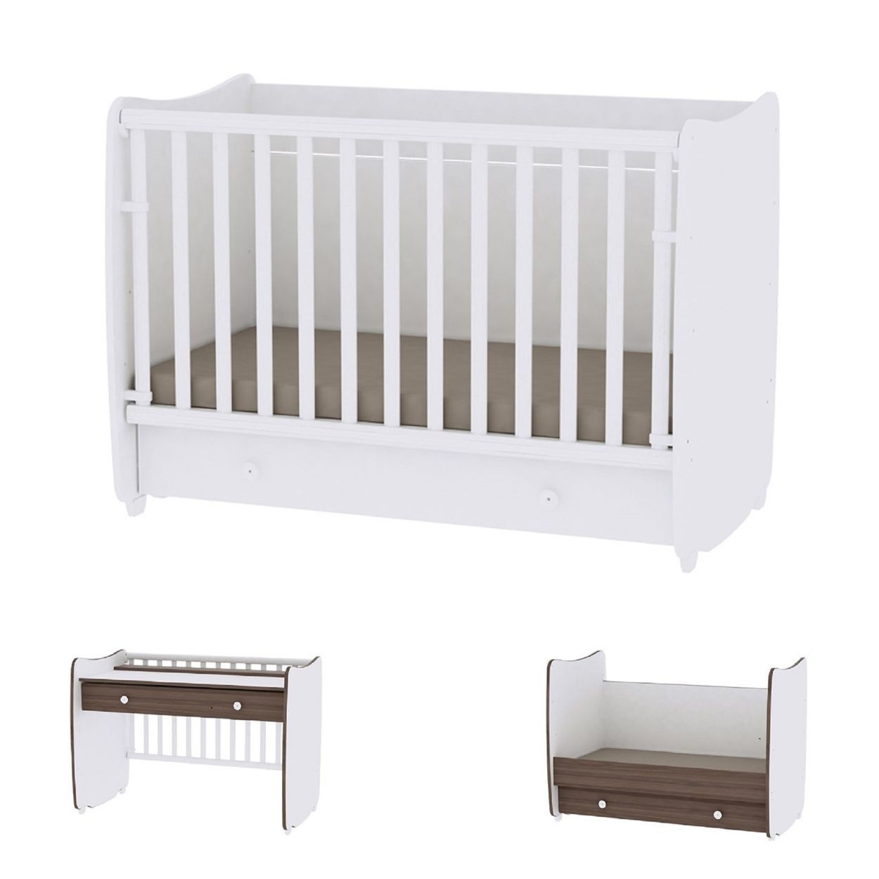LORELLI Komplettbett Dream NEW 120, 120 x 60 cm, Schaukelbett, Schreibtisch, Hubgitter, 2 Höhenpositionen