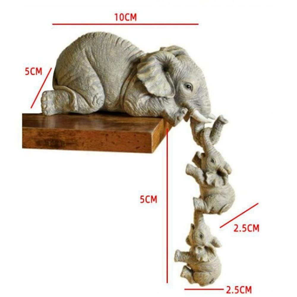 feinlux Tierfigur Tierfigur Elefant Statue skulptur Deko Set (Set, Handbemalte Sammelfiguren), für Home Office, Figur Harz Handwerk Ornamente(3 Stücke)