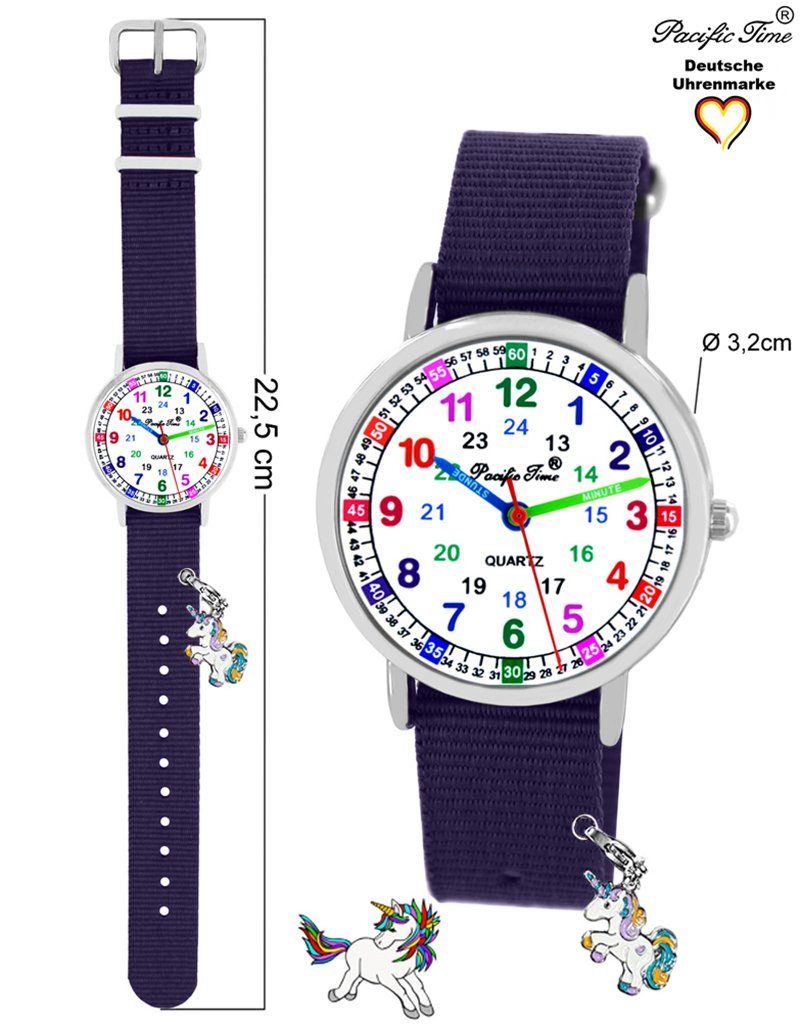 mit Versand Charms, violett Time Match und Gratis Lernuhr Wechselarmband Armbanduhr Quarzuhr - Einhorn Mix Pacific Kinder Design