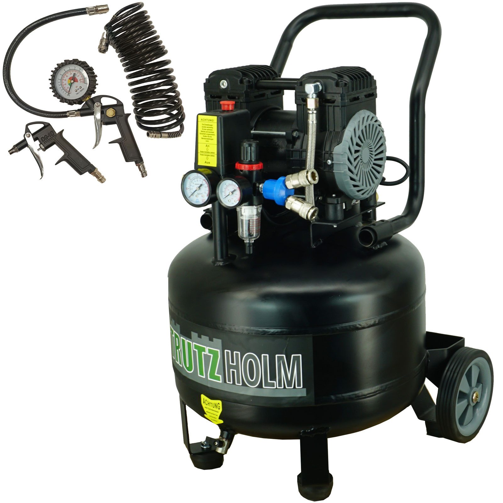 TRUTZHOLM Kompressor Silent Flüsterkompressor 36L vertikal leise 900 W, 8 bar inkl. Zubehör, max. 8 bar, 36 l, Artikel, Mobilität & Bedienkomfort,Leiser Betrieb