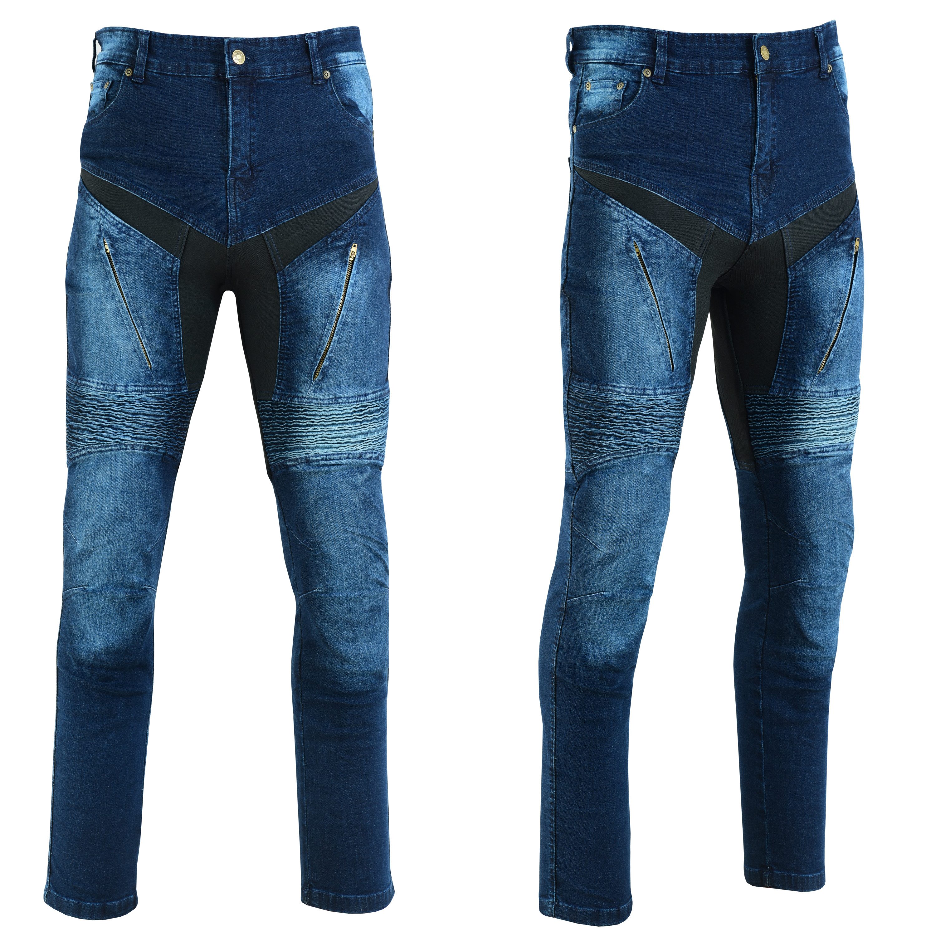 PROANTI Motorradhose Motorrad Hose Jeans blau Aramid Motorrad Jeanshose mit Protektoren