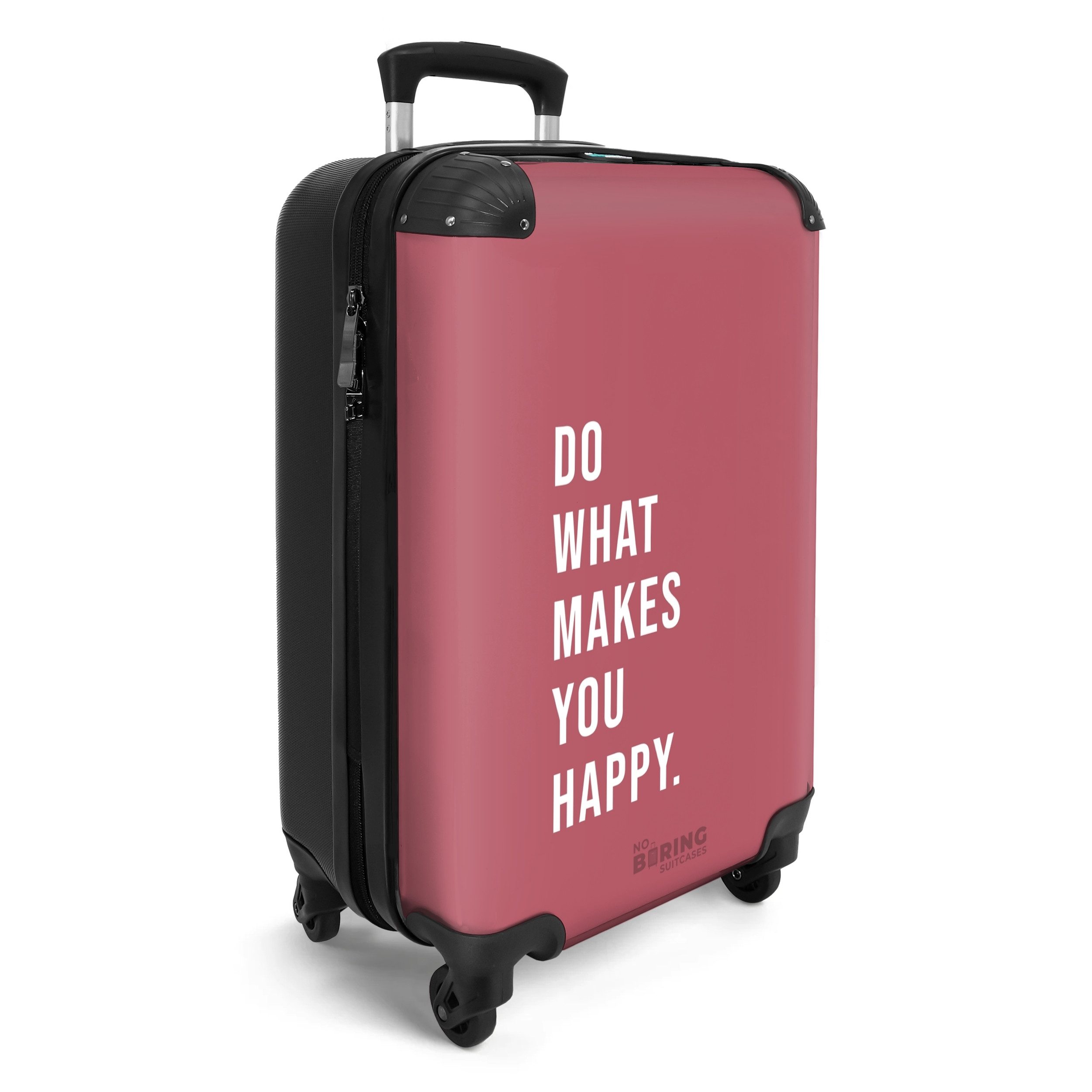 NoBoringSuitcases.com© Hartschalen-Trolley Rosa mit Zitat "Tu, günstig online kaufen