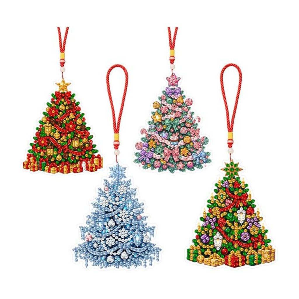 Bomiclss Kreativset 4er-Set Hängendes Diamond-Art-Set,DIY Kunst,Weihnachtsdeko, (4-tlg), Diamant-Kunst Untersetzer Set für Anfänger & Erwachsene