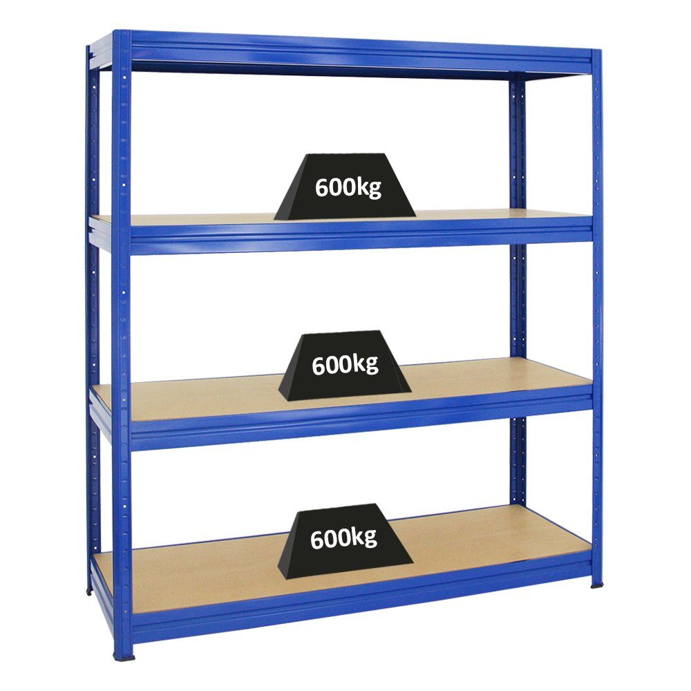 PROREGAL® Schwerlastregal Lagerregal Kellerregal DINO 180x160x60cm Fachlast 600kg Blau, Kellerregal Weitspannregal bis zu 600kg Fachlast & 2400kg Gesamtlast