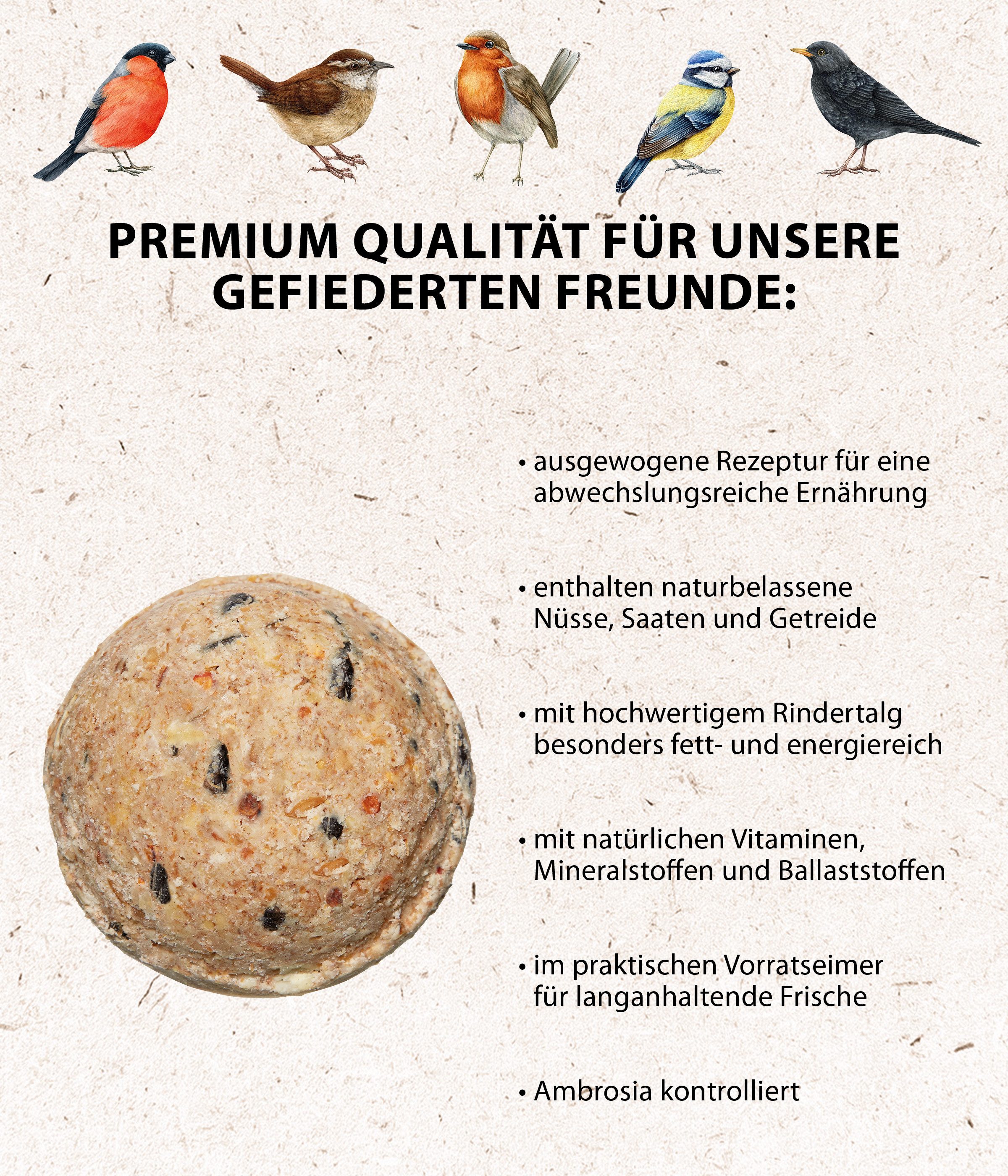 Dehner Natura RIESEN Meisenknödel, 21 Stück je 250 Gramm (5.25 kg), Hauptfutter für: Wildvogel, Gartenvögel, XXL Größe, mit Netz, Wildvogelfutter zur ganzjährigen Fütterung