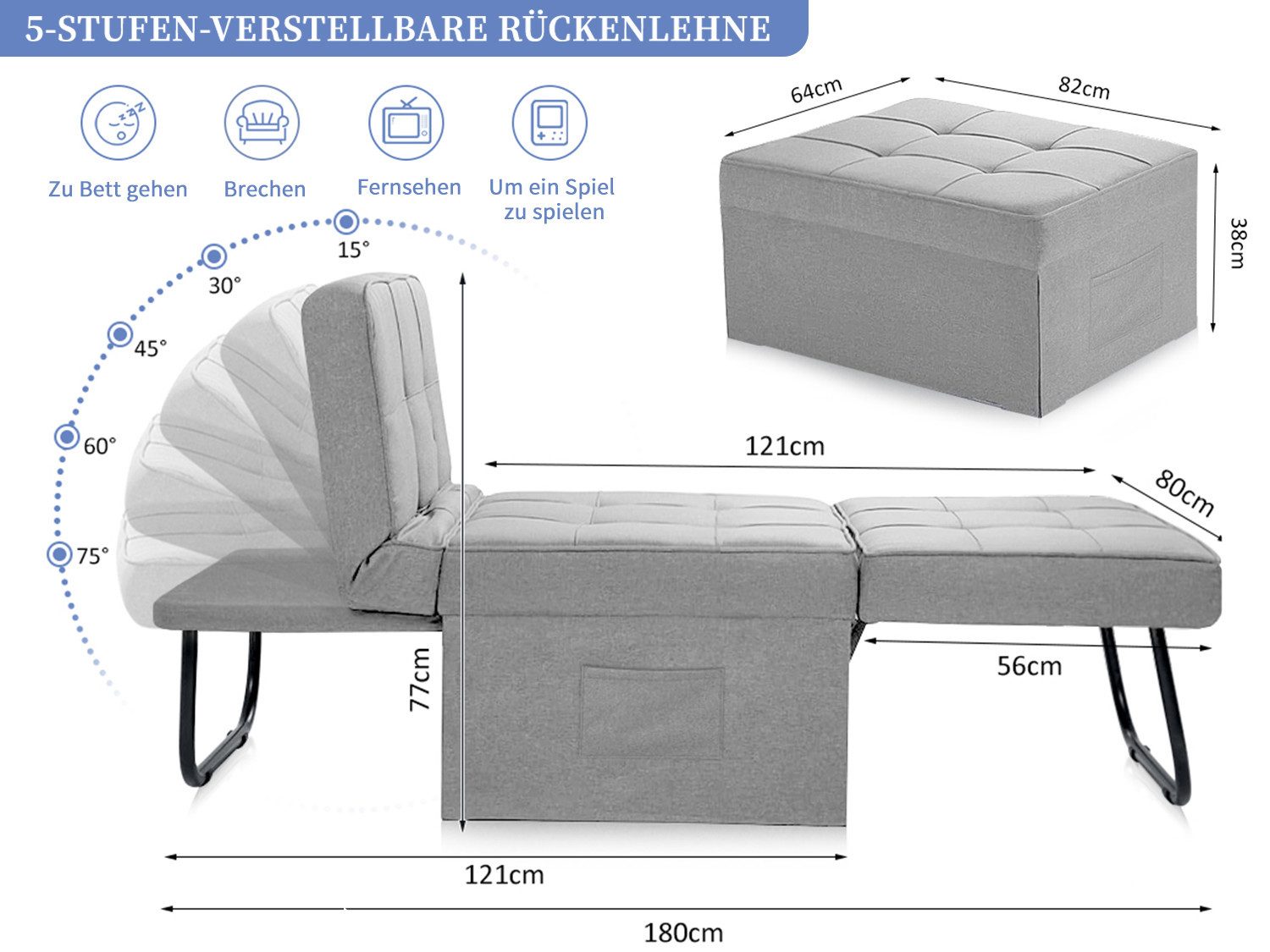 Mihtrov Schlafsofa 4-in-1 Sofa mit Schlaffunktion, günstig online kaufen
