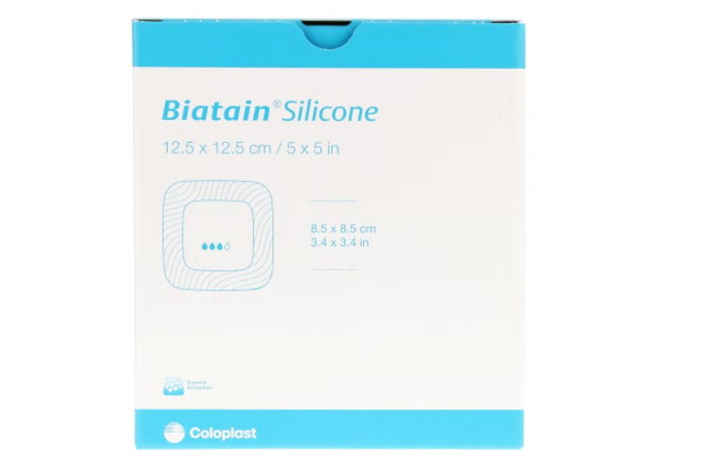 Coloplast Gips-und Verbandschutz BIATAIN Silicone Schaumverband 12,5x12,5 cm, Saugfähiger Schaumverband