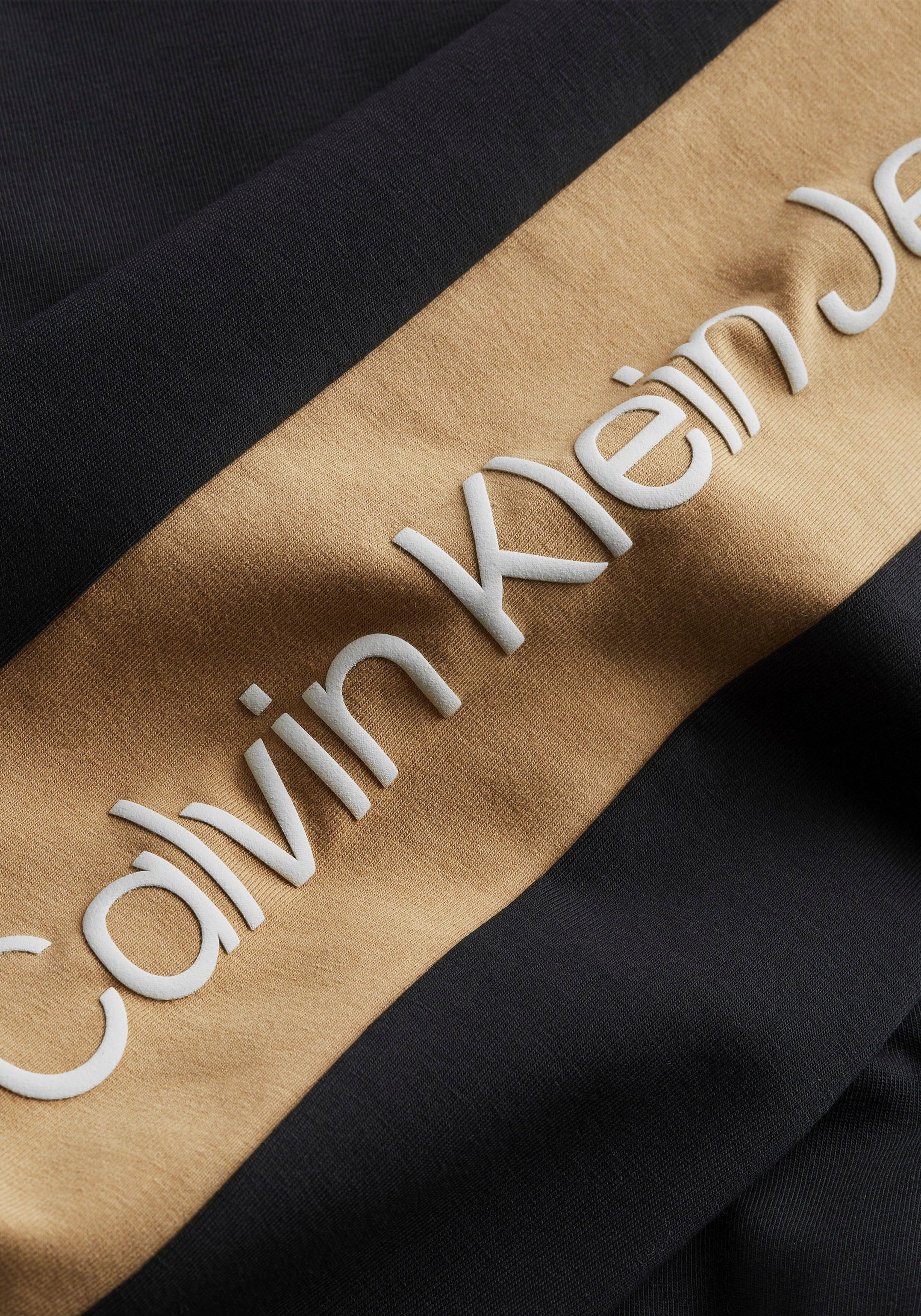 Kontrastfarbe Timeless COLOR LEGGINGS Leggings Ck CK-Schriftzug in mit Camel Black/ Calvin Klein Jeans BLOCKING