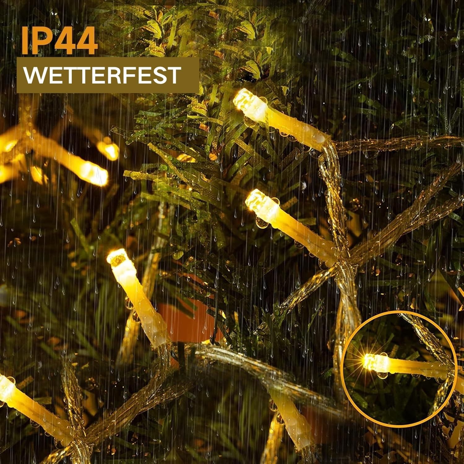 GarveeMore LED-Lichterkette Eisregen für außen, extra hohe LED-Dichte, strombetrieben, warmweiß, 440-flammig, Mit Fernbedienung & Timer, IP44, ideal für Dachrin – Bild 5 von 5
