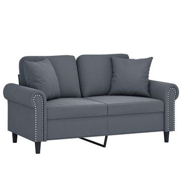 vidaXL Sofa 2-Sitzer-Sofa mit Zierkissen Dunkelgrau 120 cm Samt