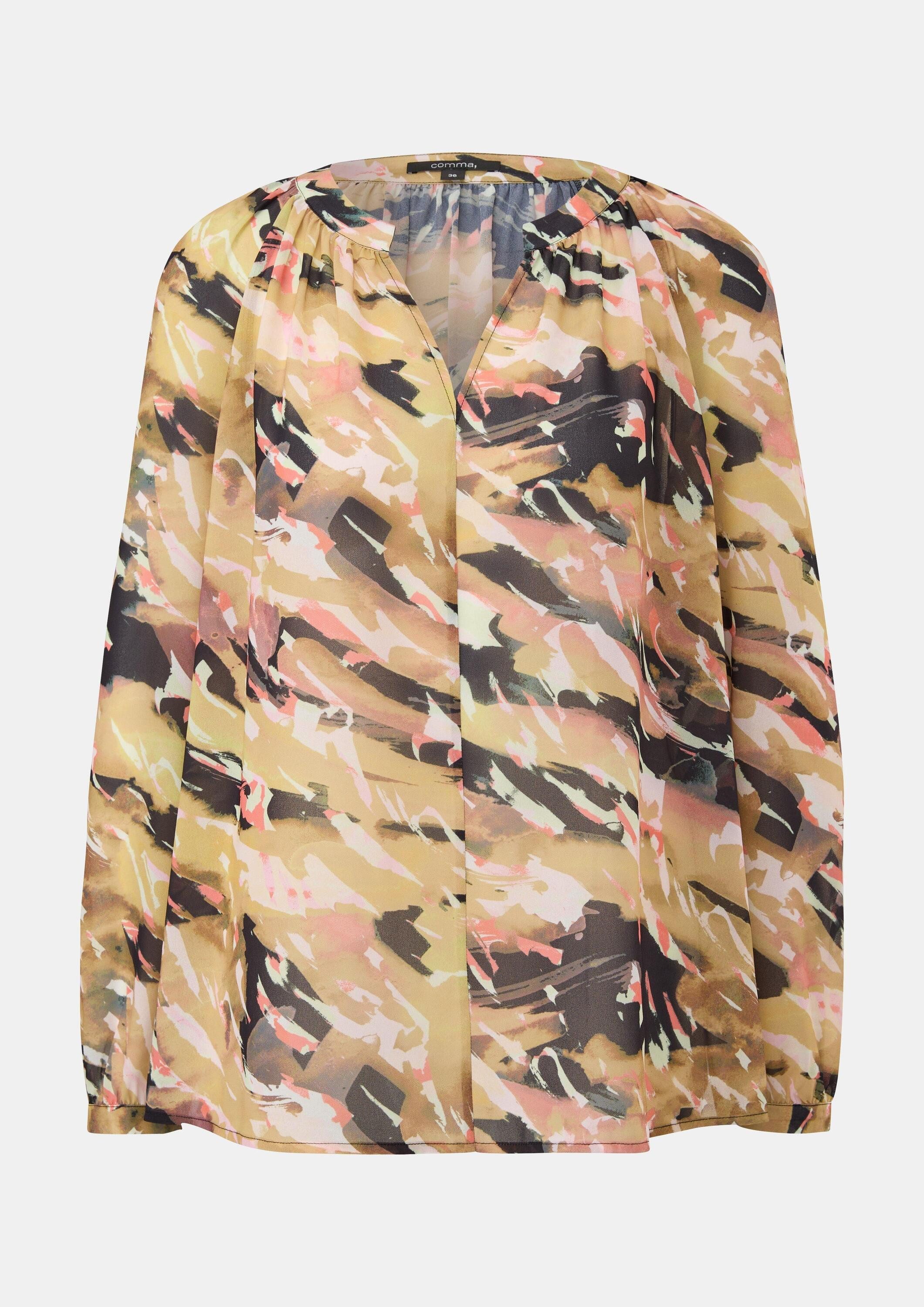 comma Langarmbluse Bluse Tunikabluse aus Chiffon