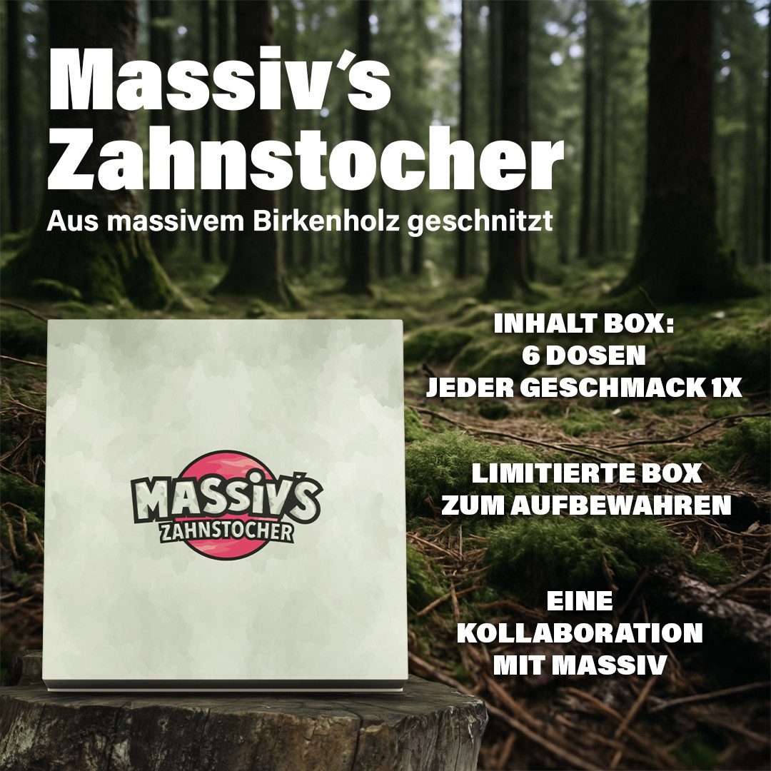 Wunder Zahnstocher Mundpflegecenter Massiv's Zahnstocher - Zahnstocher mit Geschmack – 6er Set Geschenkbox, Zahnstocher mit Geschmack, Zahnstocher mit Geschmack