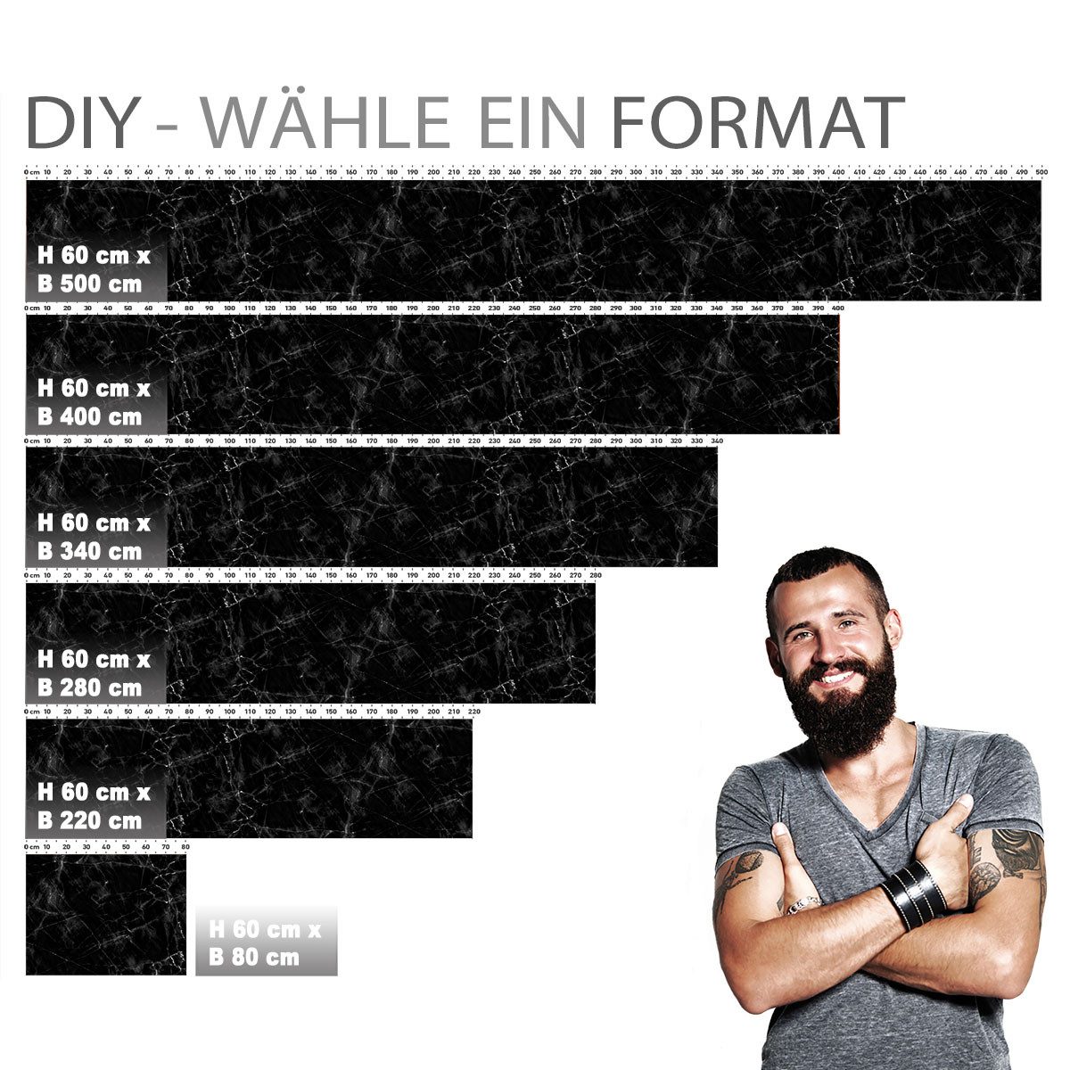 Stickerprofis Küchenrückwand MARMOR BLACK (Glasoptik), (Premium), 1,5mm, selbstklebend, hält auf besonders vielen Öberflächen