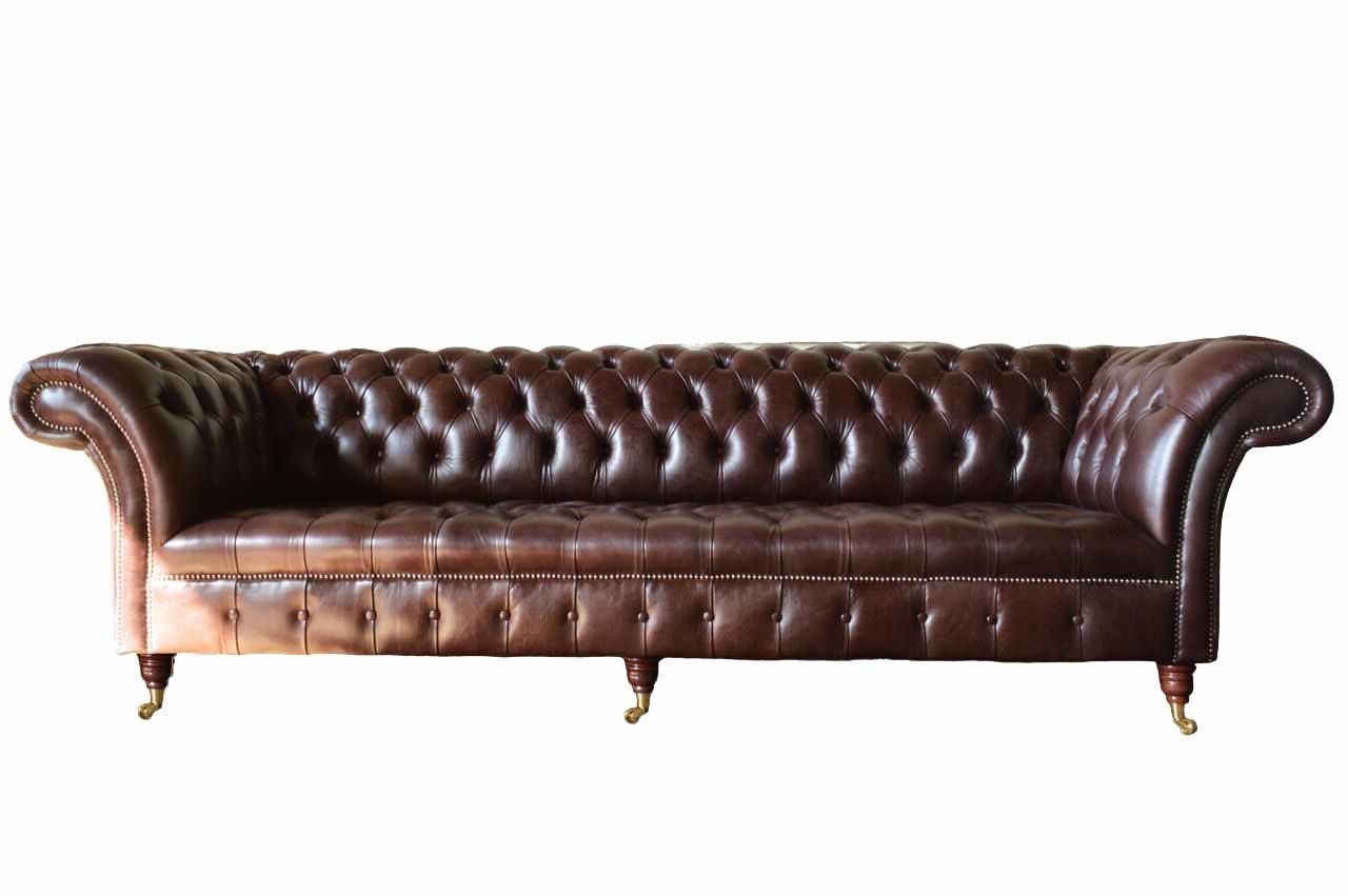 JVmoebel Chesterfield-Sofa Leder-Sofa in Braun mit Chesterfield-Design, Made in Europa
