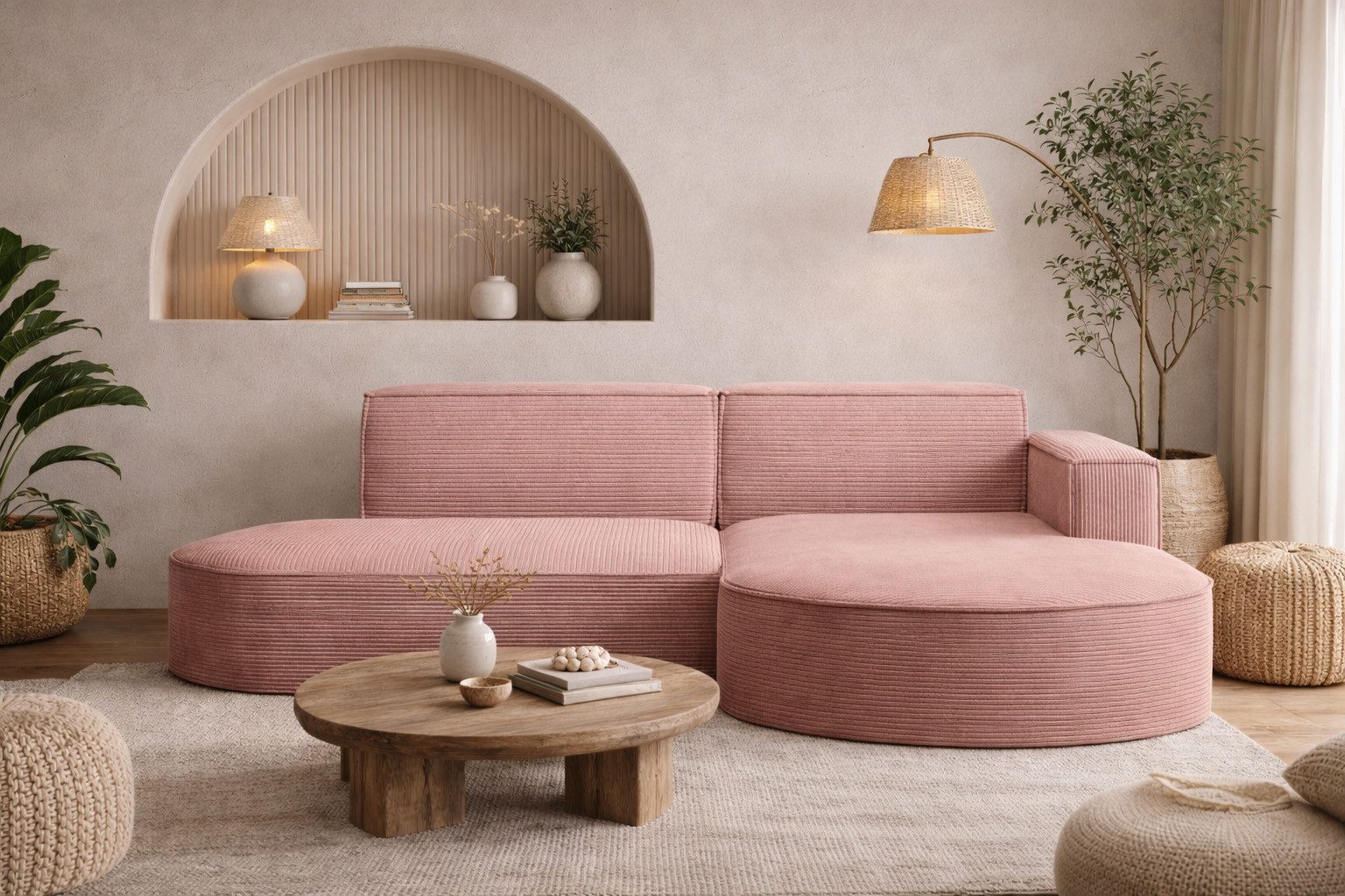 Kaiser Möbel Ecksofa Designer MODENA STUDIO L stoff Cord, Ecksofa, Cord Sofa, L-Form, Links/Rechts wählbar