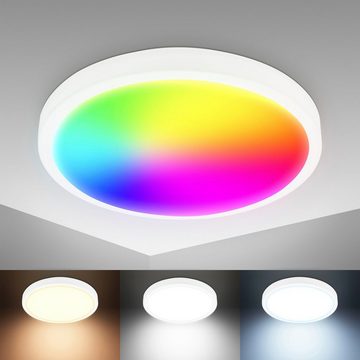 B.K.Licht LED Deckenleuchte BK_DL1585 WiFi CCT LED Deckenleuchte mit App-Steuerung, RGB, LED fest integriert, Inkl. Nachtlichtfunktion, Timerfunktion Memoryfunktion, Farbwechsel