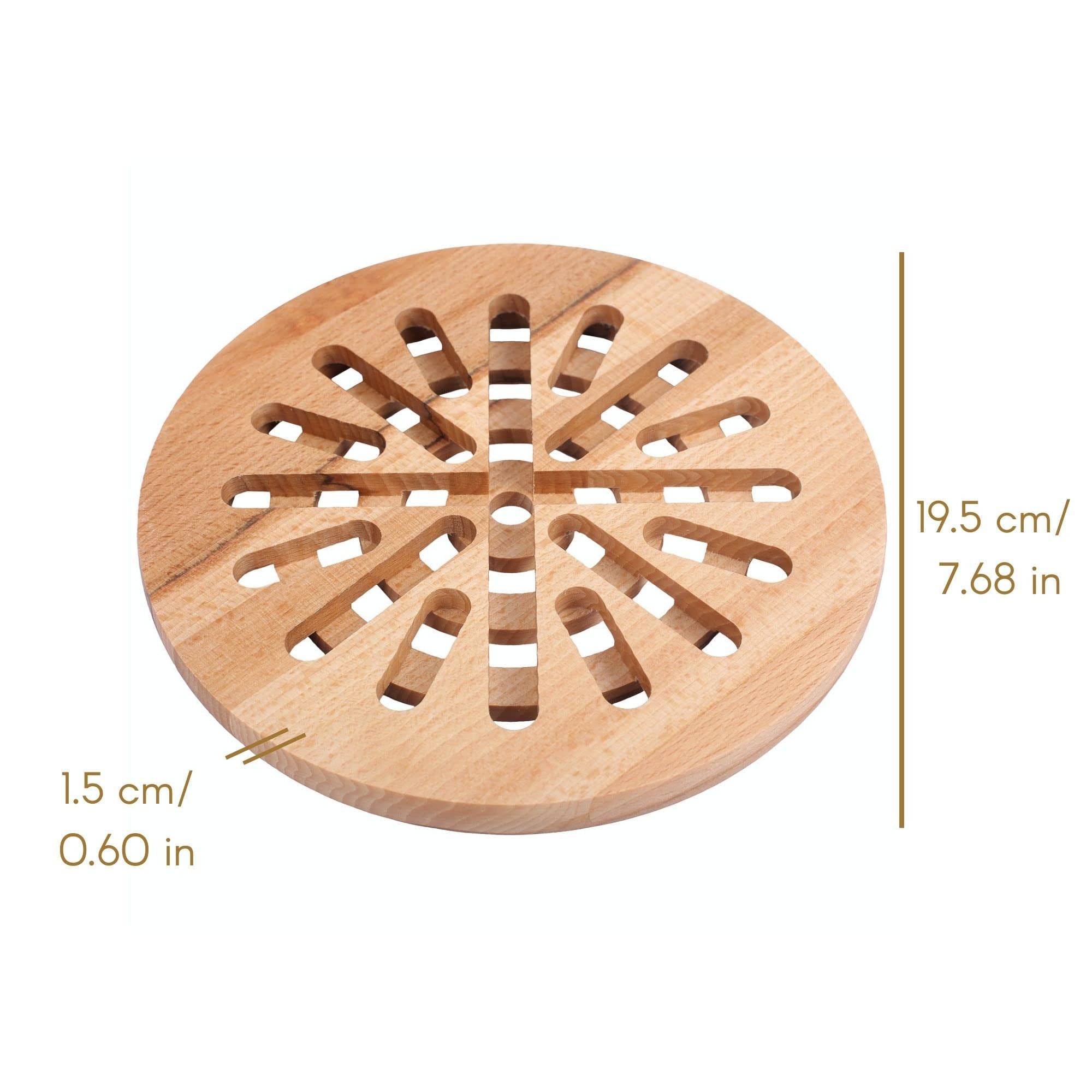 Creative Home Pfannenuntersetzer Rund Heißer Topfuntersetzer Holz 19,5 x 19,5 x 1,5 cm