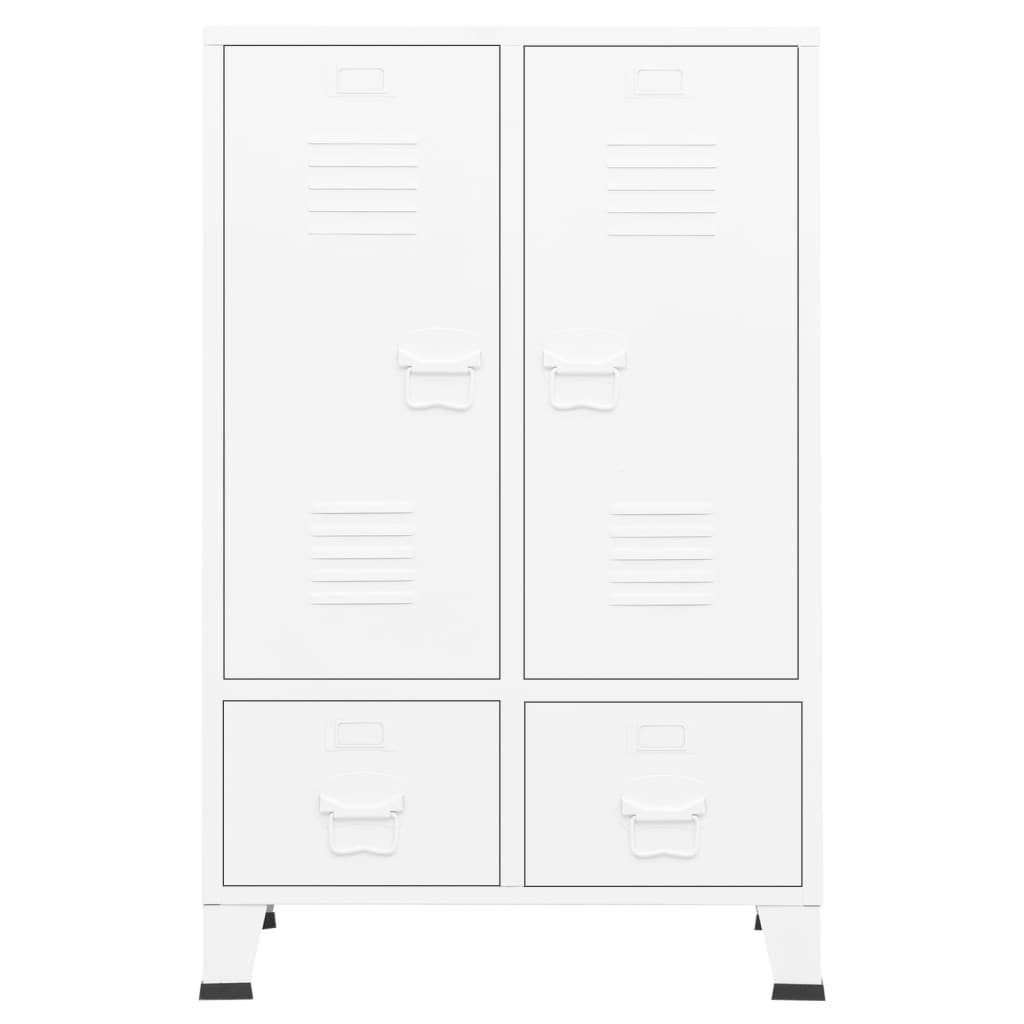 2 2 Stahl Spind in und möbelando Türen Weiß (LxBxH: cm) Schubladen 3010954 mit aus 35x67x107