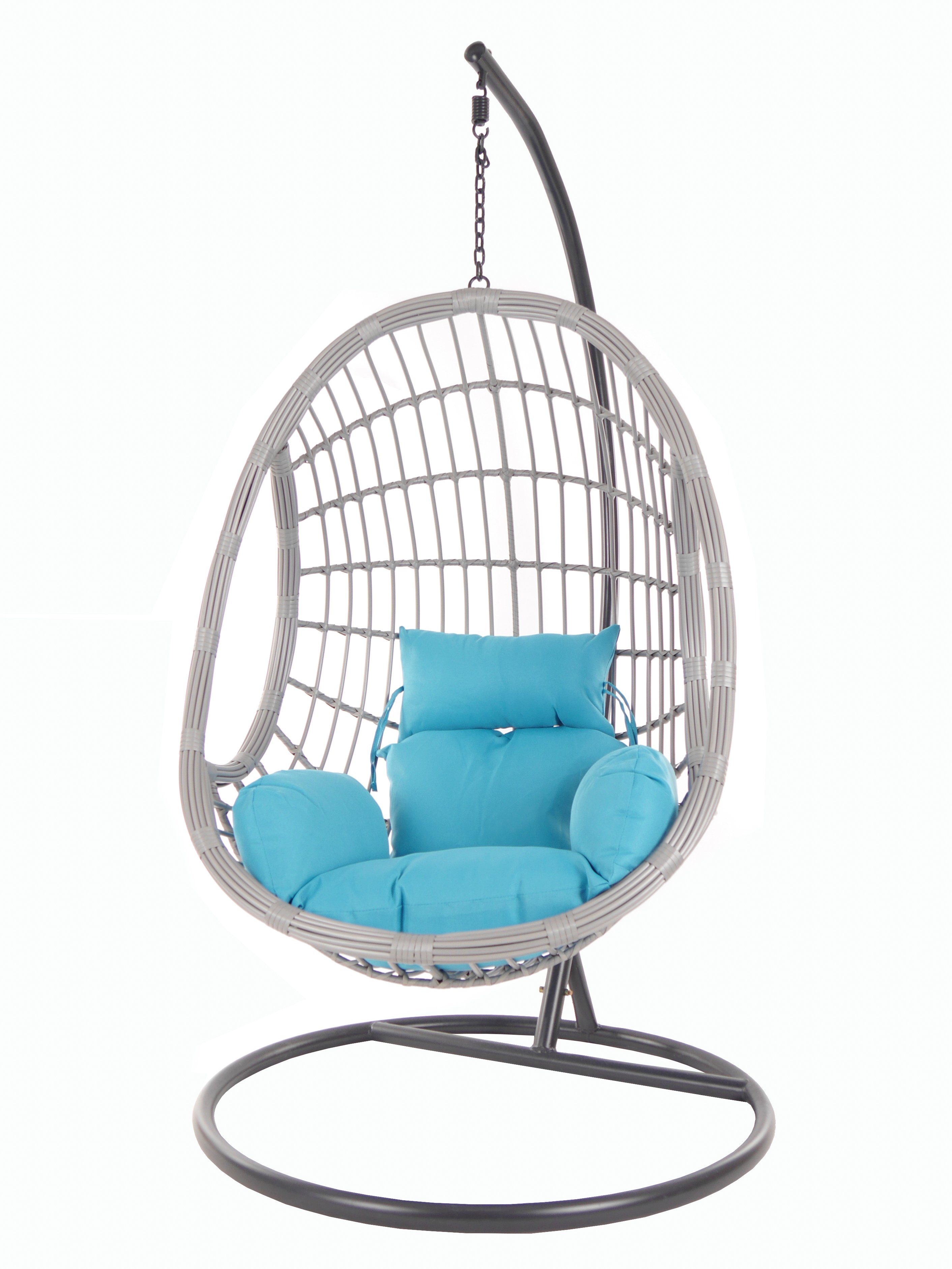 Gestell Schwebesessel Loungemöbel Hängesessel Kissen, lightgrey, und (5050 skyblue) Swing Chair, hellblau KIDEO mit PALMANOVA