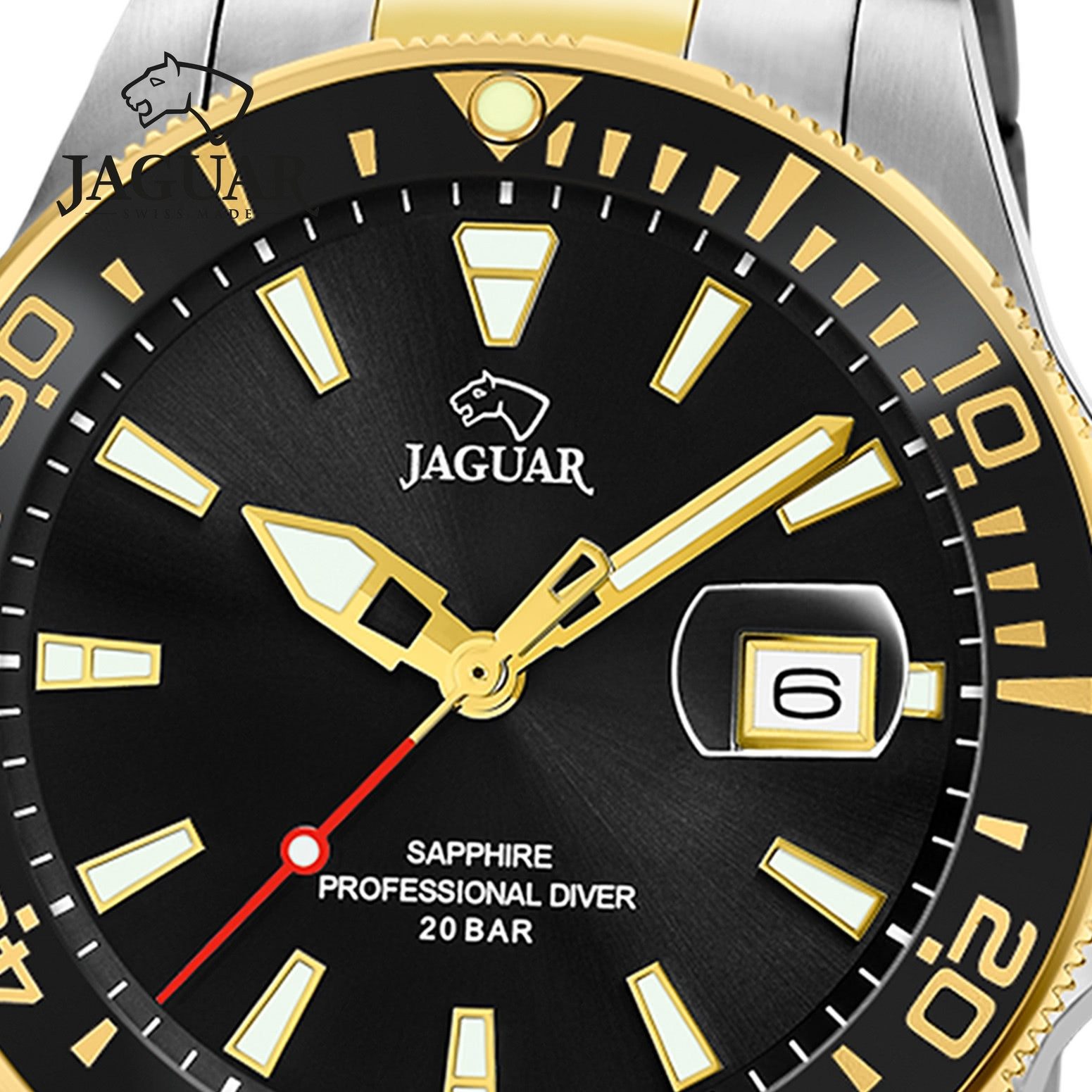 JAGUAR Quarzuhr Jaguar Herrenuhr Edelstahl silber gold, (Analoguhr), Herren Armbanduhr rund, Edelstahlarmband silber, gold