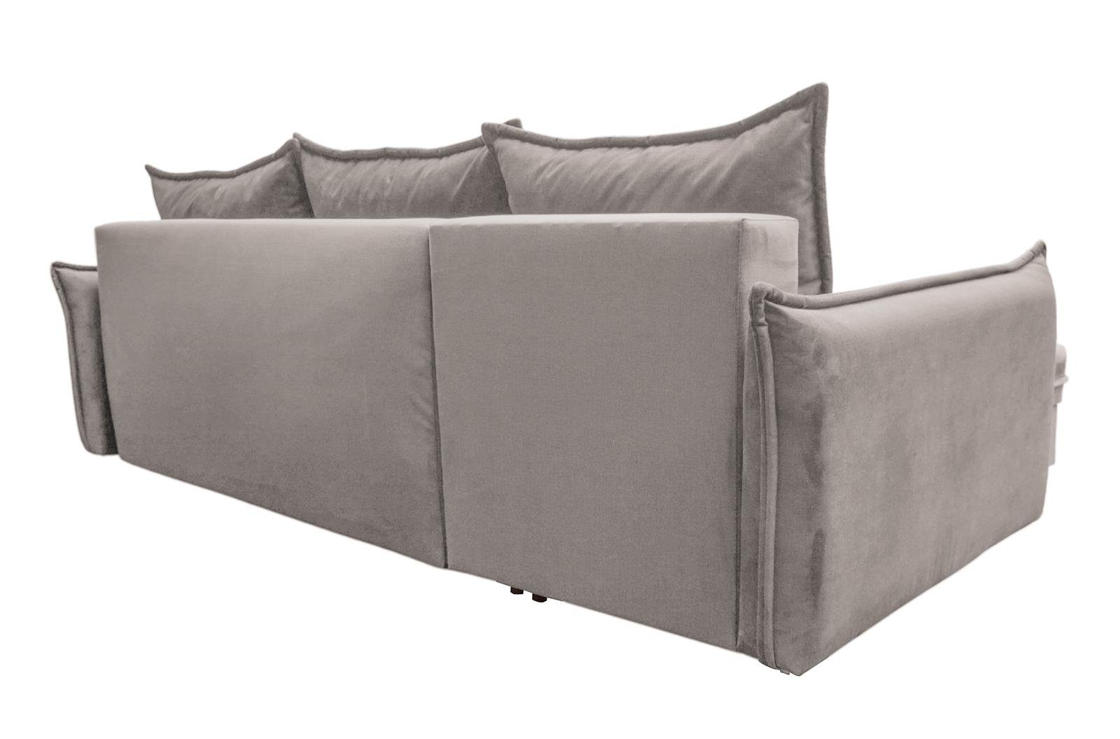 Schlaffunktion Eckcouch 02) skandinavisches im mit Polsterecke Ecksofa Ecke universelle mane,aus Pillow, Bettkasten und Beautysofa Stil, mit Beige (paros Velors,