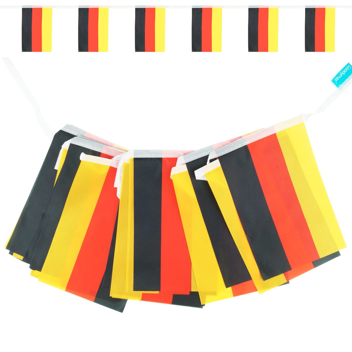 Goodymax Hängedekoration Wimpelkette Deutschland Polyester-Stoff (13 x 20 cm / 7,60 Meter lang, 1 Wimpelkette), 25 Wimpel