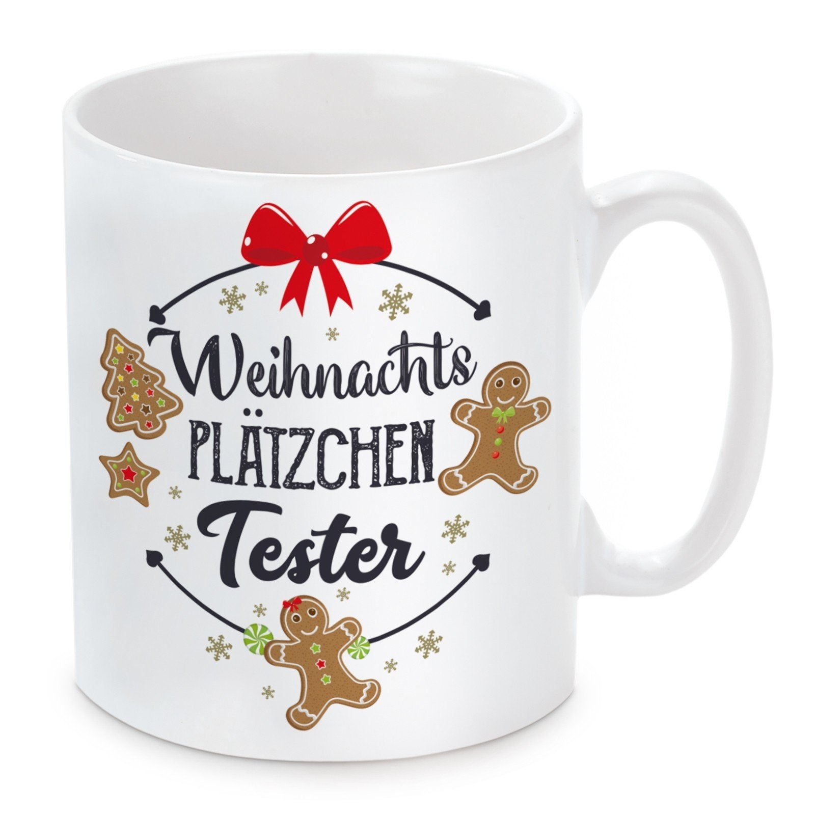 Herzbotschaft Tasse Kaffeebecher mit Motiv Weihnachtsplätzchen Tester, Keramik, Kaffeetasse spülmaschinenfest und mikrowellengeeignet