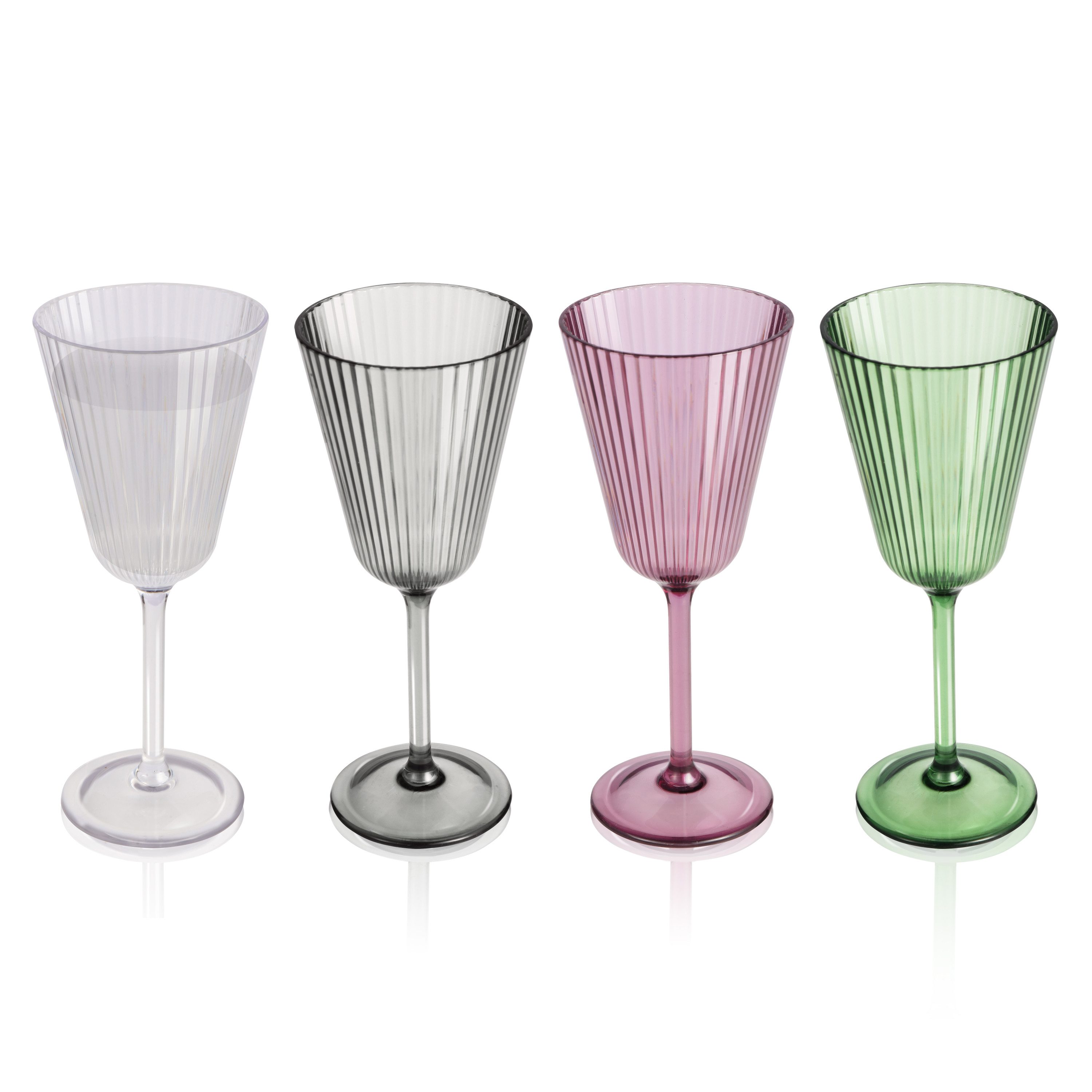 Ribelli Gläser-Set 4er Set Sektkelch aus Kunststoff, 250ml Plastik Weingläser, für Sekt, Prosecco, Champagner, Wein oder Cocktails