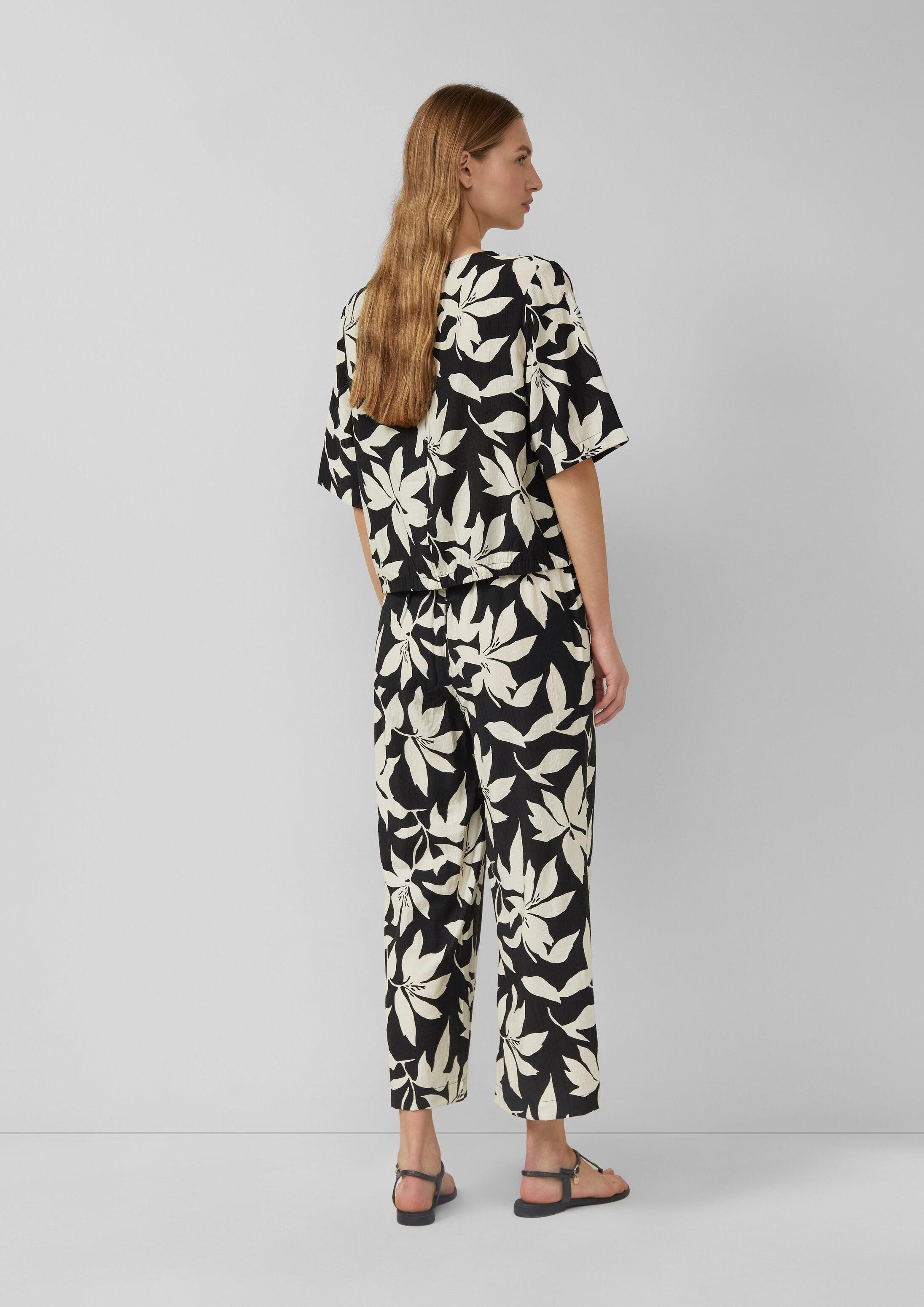 s.Oliver Kurzarmbluse Bluse Strukturierte Bluse im O-Shape
