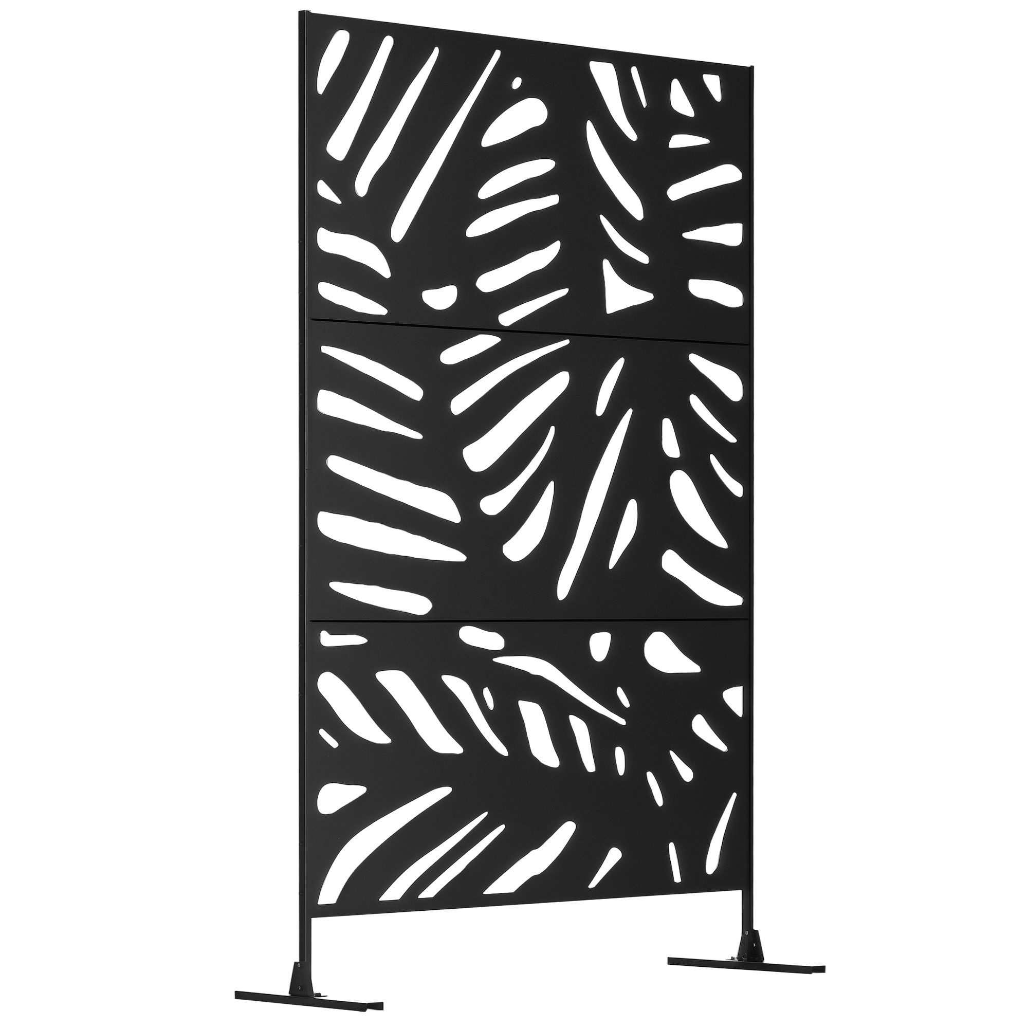 Outsunny Paravent Gartensichtschutz 122 x 198 cm Balkon Sichtschutz mit Ständer (Raumtrenner, 1 St., Raumteiler), für Terrasse, Garten, Stahl, Schwarz