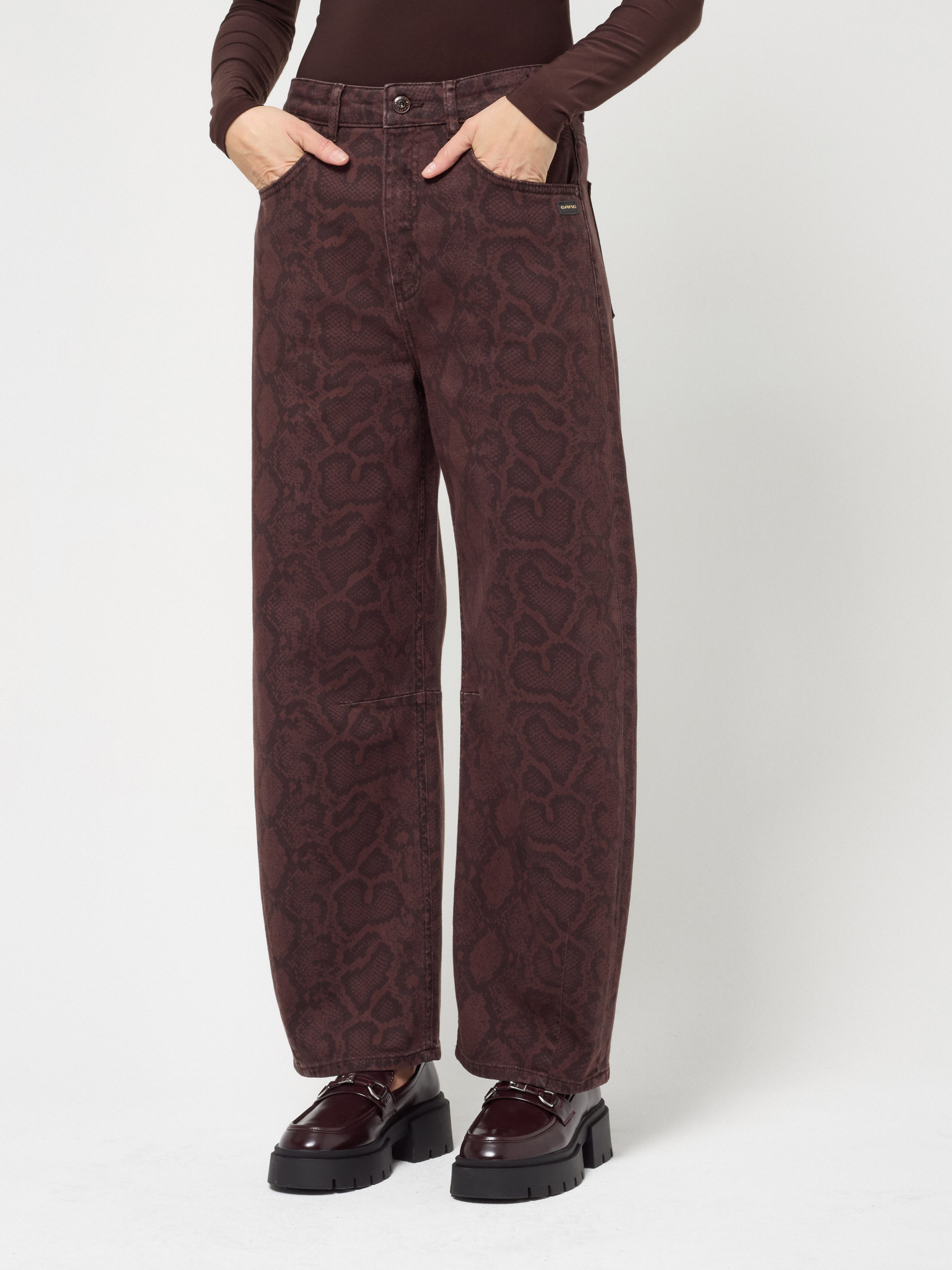 GANG Loose-fit-Jeans 94SARINA im Barrel Fit mit Knie-Abnähern, Snake Print