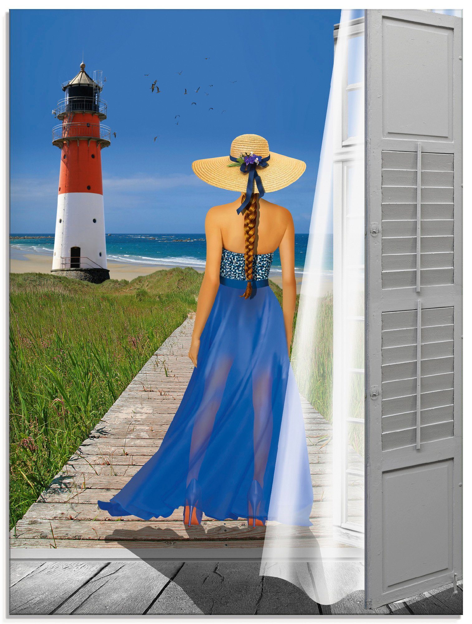 Artland Glasbild Urlaub am Meer, Frau (1 St), in verschiedenen Größen
