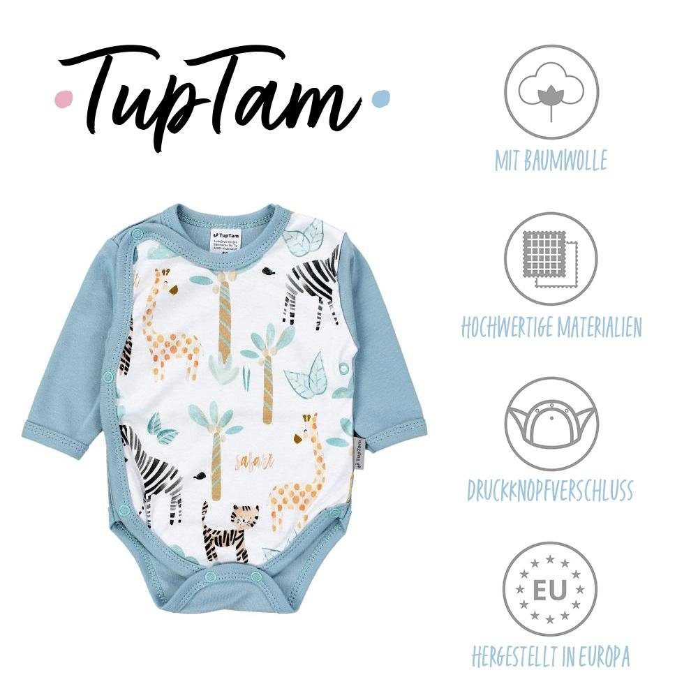 TupTam Erstausstattungspaket Baby Bekleidung Jungen Mütze Set 5 tlg Safari Fäustlinge Strampler Body Grün