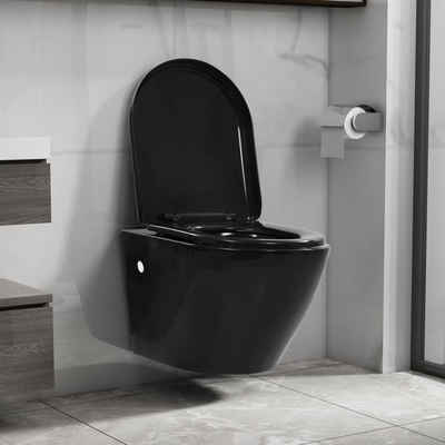 vidaXL Tiefspül-WC »Wand-WC ohne Spülrand Keramik Schwarz«
