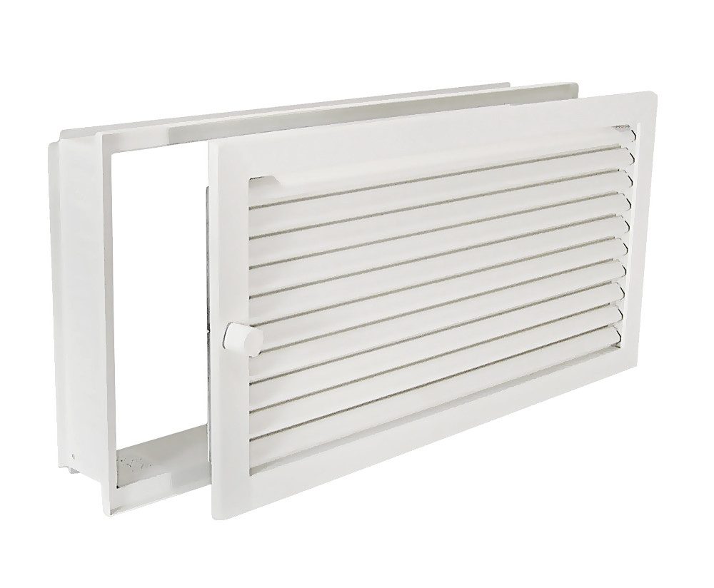 CB-TEC Lüftungsgitter Warmluftgitter WGPB 4523 W Putzbündig Weiss 450 x 230 Abluftgitter, Regulierbare Lamellen