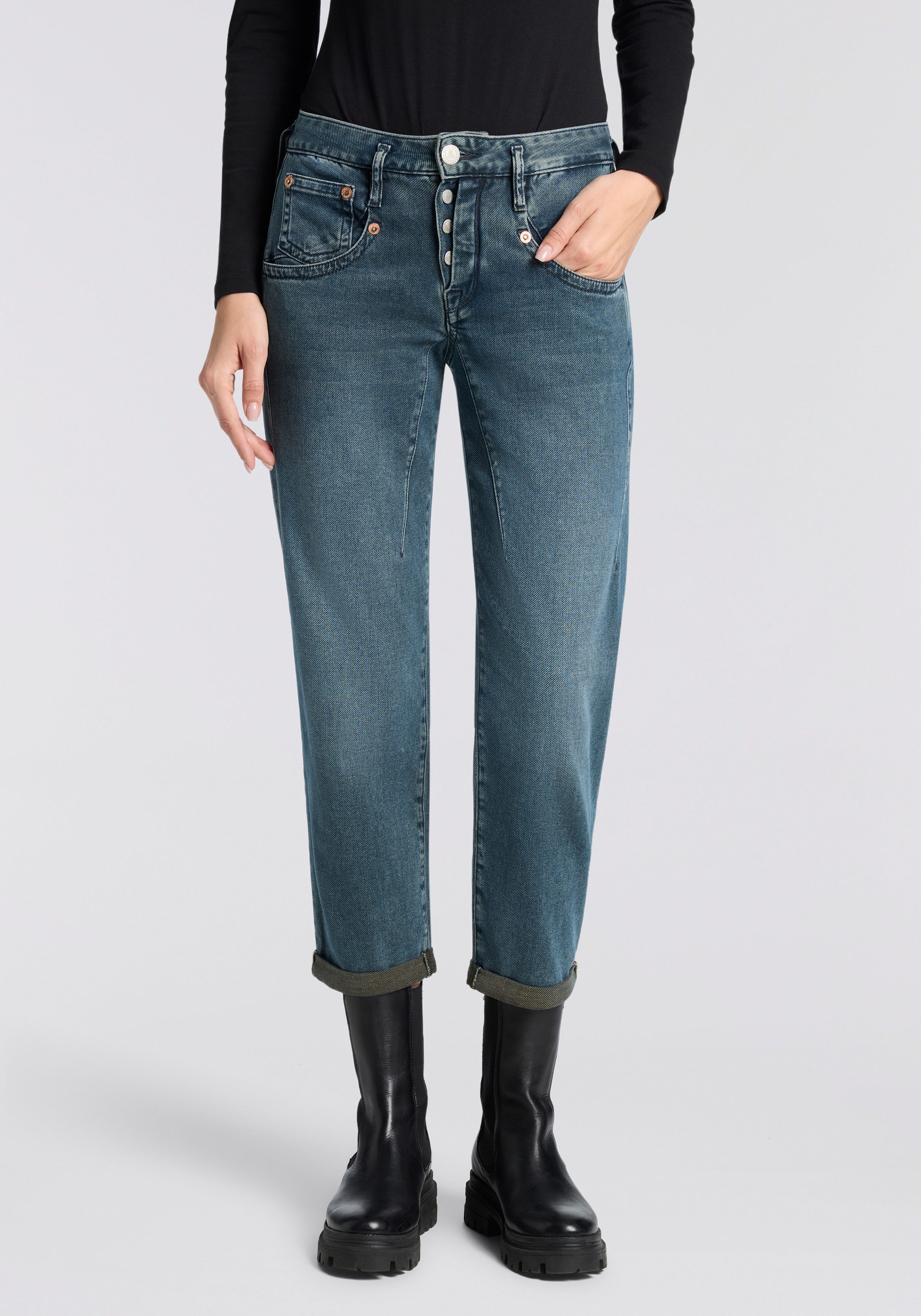 Herrlicher 5-Pocket-Jeans Shyra Tap Denim Comfort in Cropped Länge, Umschla günstig online kaufen