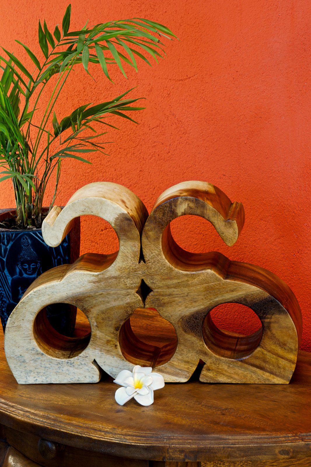 Kinaree Weinregal Holz Weinregal 2 Elefanten, handgefertigt in Thailand