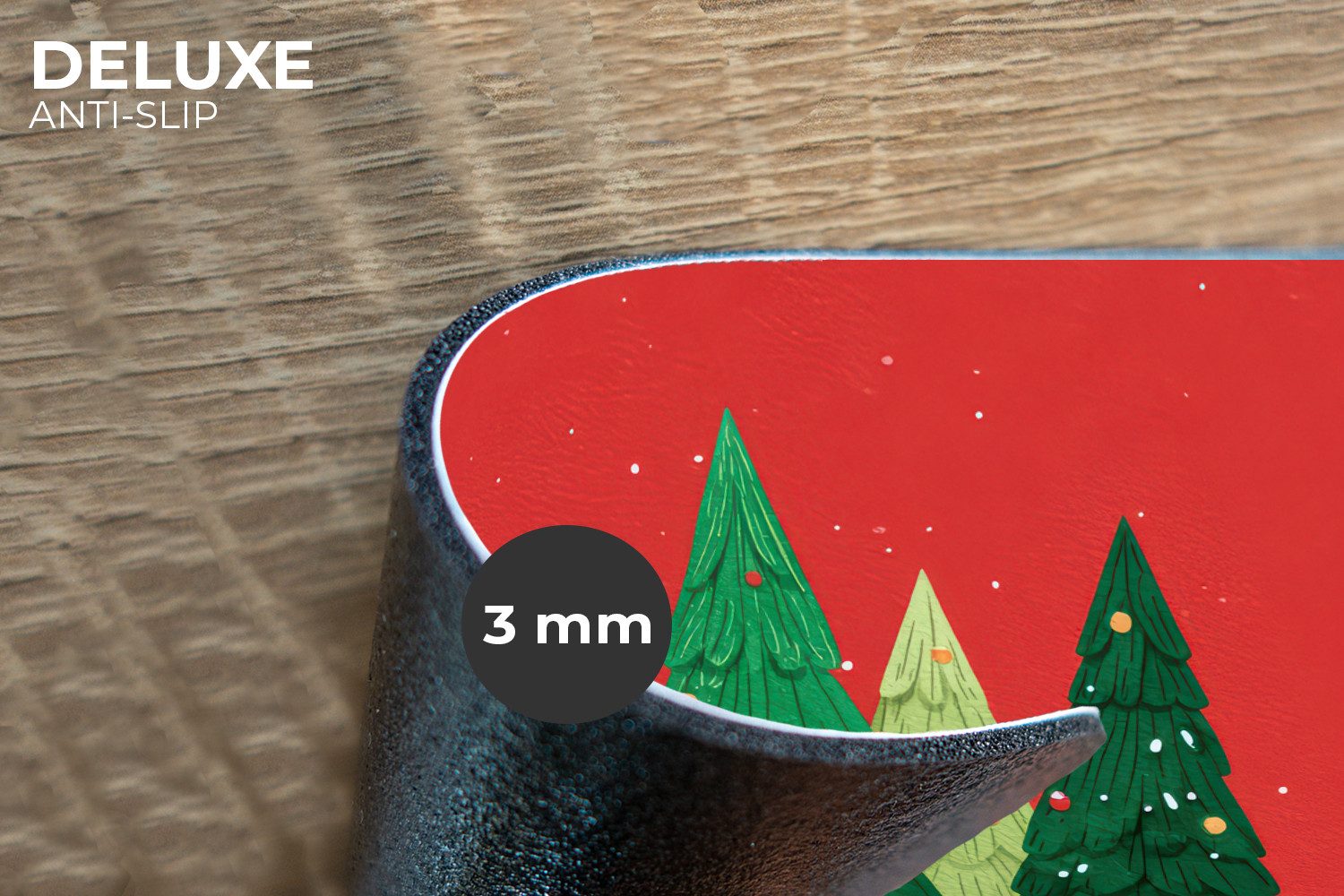 MuchoWow Platzset Minimalistisch - Weihnachtsbäume - Rot - Schnee, (6-St), günstig online kaufen