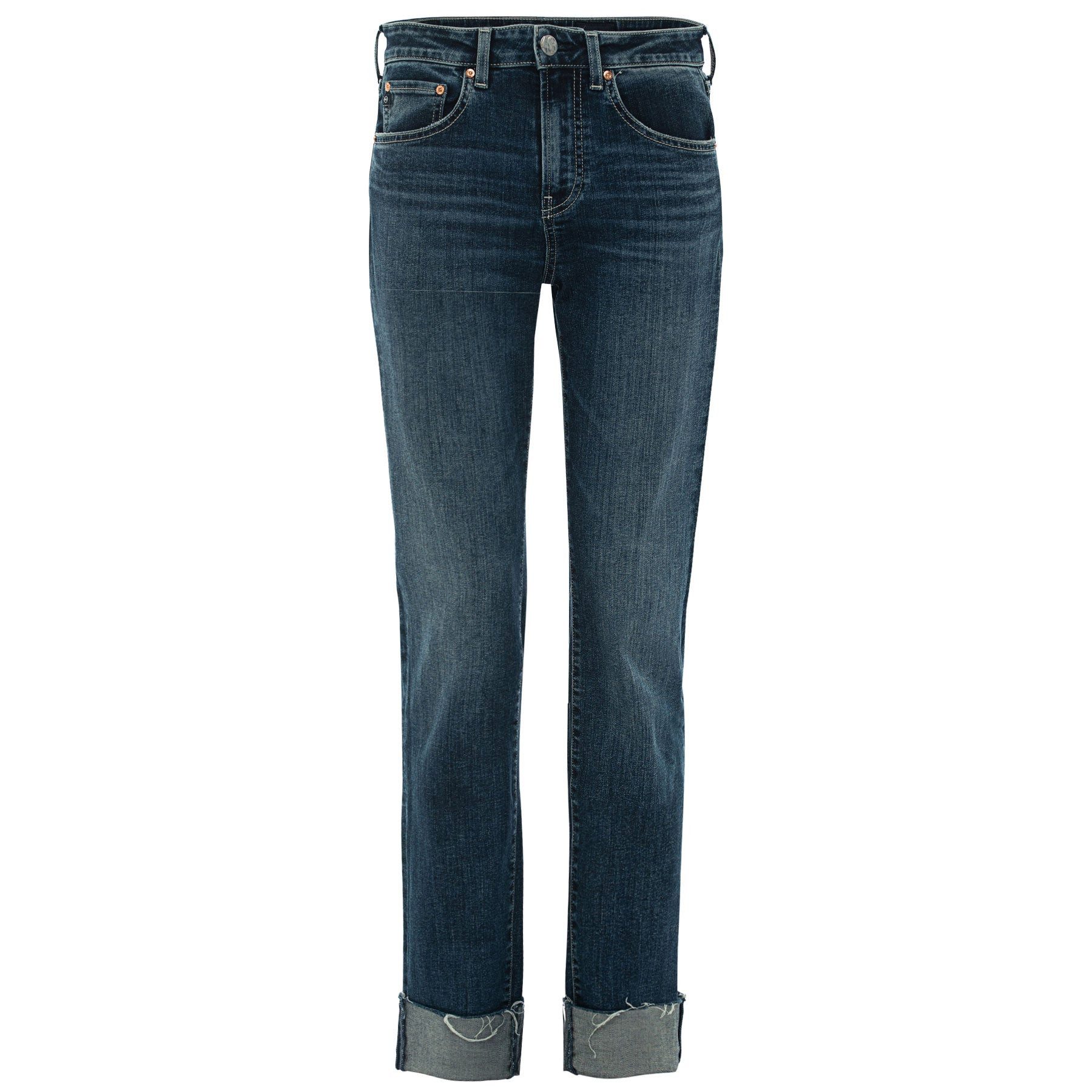 ADRIANO GOLDSCHMIED 5-Pocket-Jeans AG JEANS Jeans GIRLFRIEND LONG Mid Waist - Blau