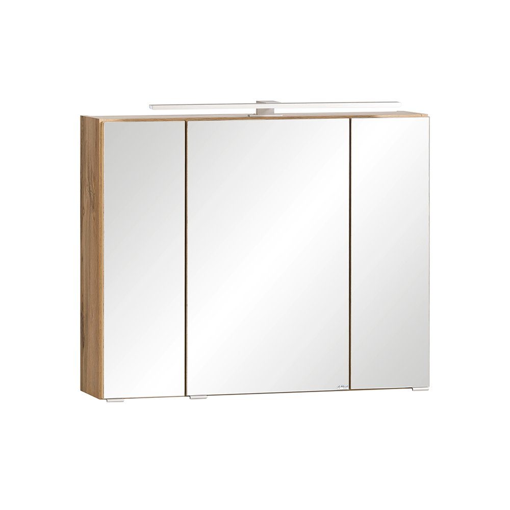 Lomadox Spiegelschrank VASTO-03-WHITE Wotan Eiche Nb. mit weiß matt 80/64/20 cm