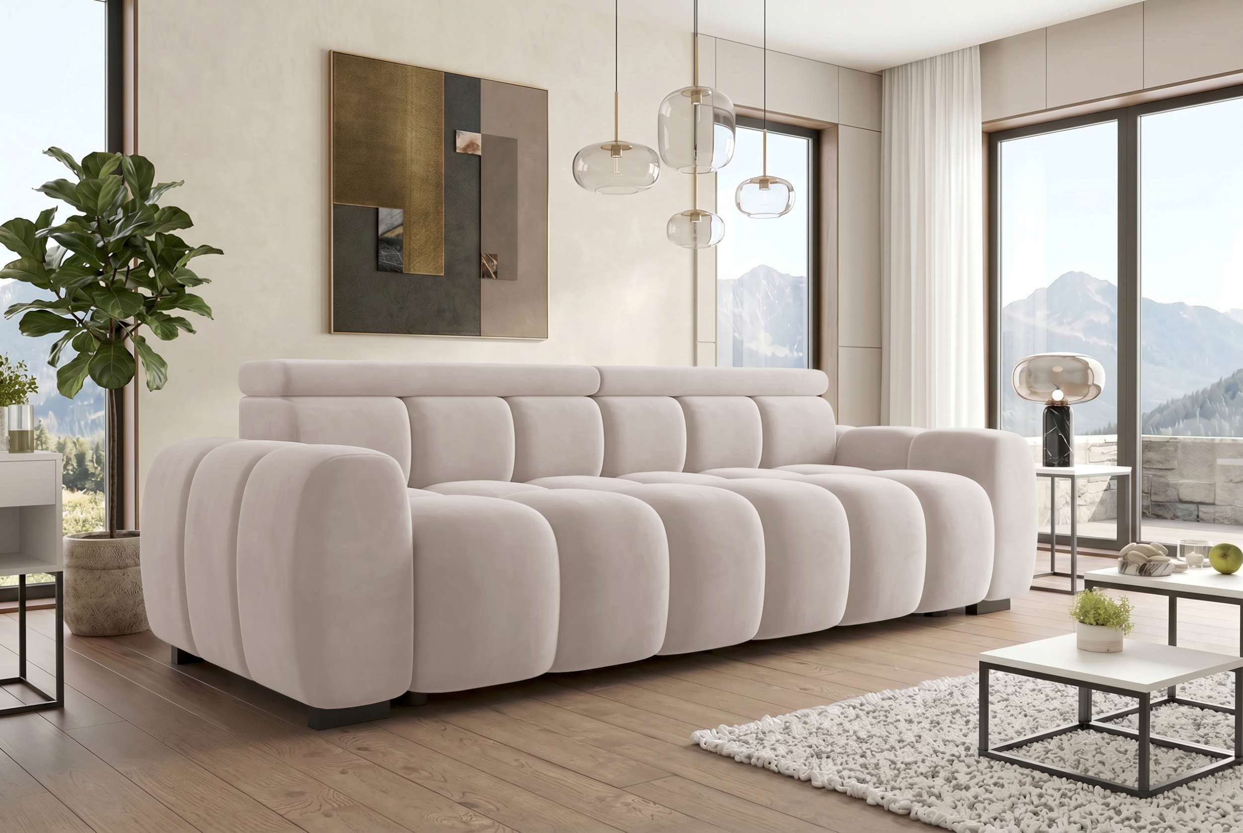 Sofa Dreams Big-Sofa Bigsofa Santorin im Stoffbezug, Sofa, Big-Sofa, Kopfteilverstellungen