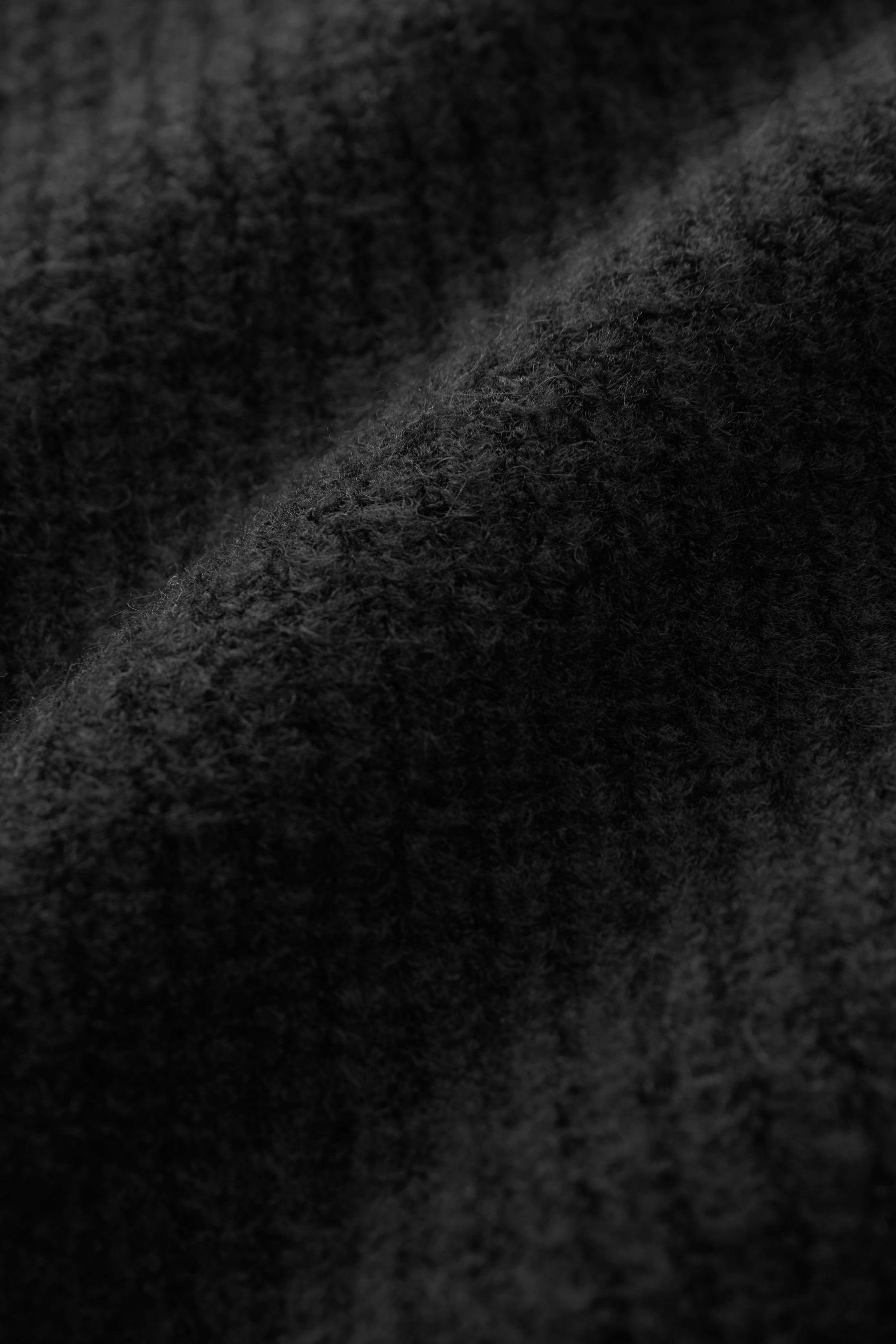 Next Stehkragenpullover Pullover mit Häkelbesatz Verzierung und (1-tlg) Black
