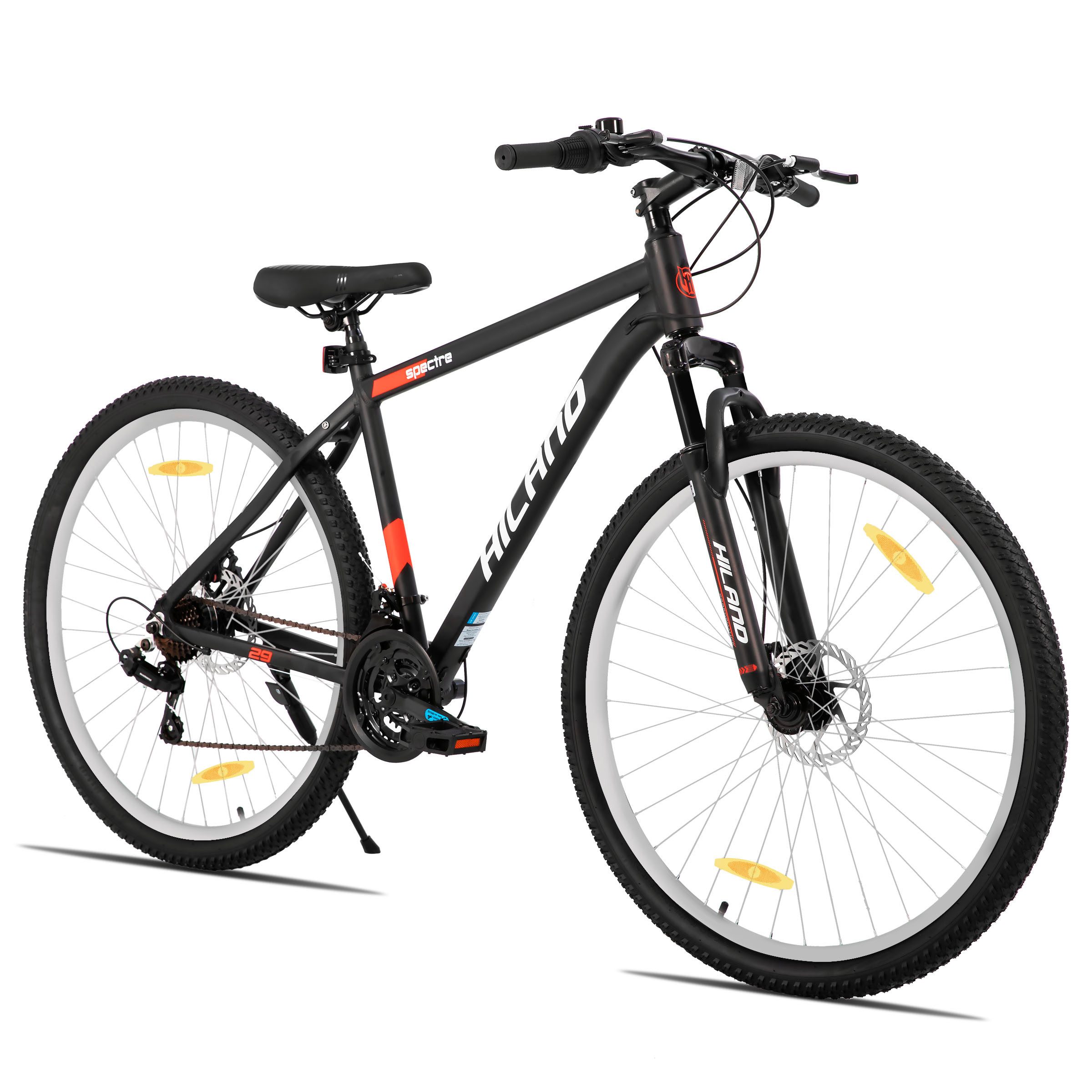 HILAND Mountainbike 29 Zoll Fahrrad aus Aluminiumlegierung mit 18 Gängen für Herren, 18-Gang, mit Federgabel, mechanischen Scheibenbremsen, leichtem Rahmen