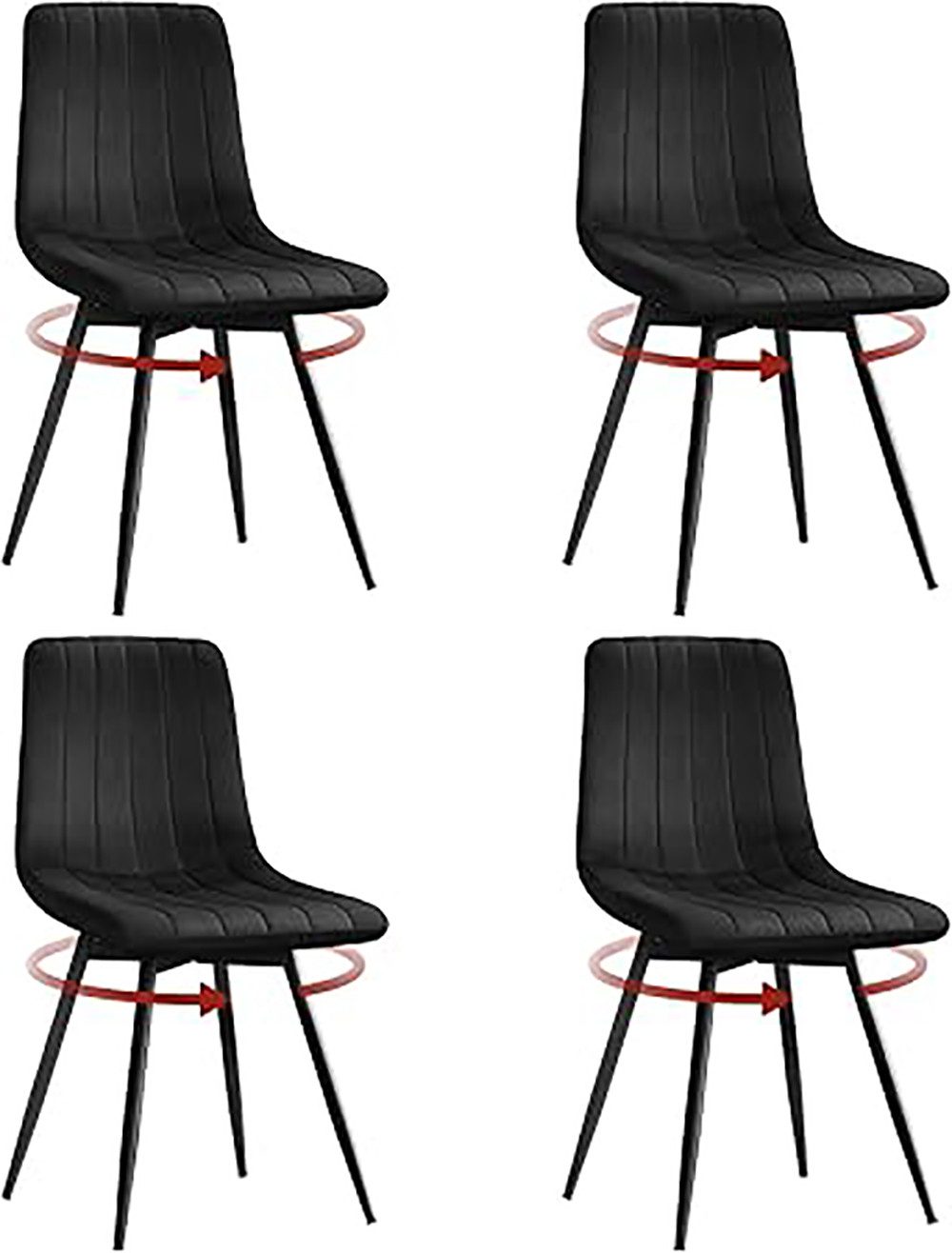 Woltu Esszimmerstuhl (4 St), drehbar, mit Rückenlehne, Metallbeine, Samt günstig online kaufen