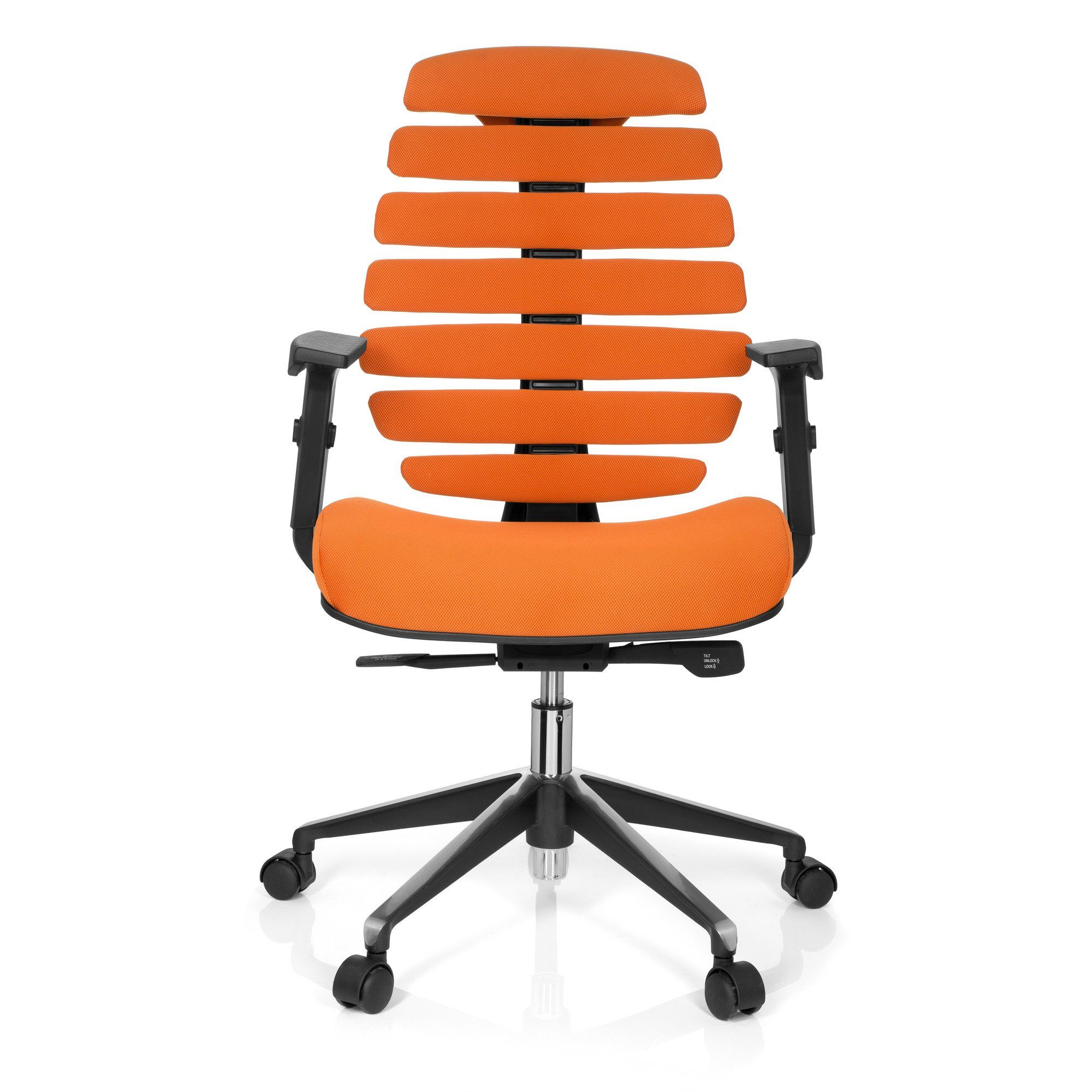 hjh OFFICE Drehstuhl Profi Bürostuhl ERGO LINE II Stoff mit Armlehnen (1 St), Schreibtischstuhl ergonomisch Orange