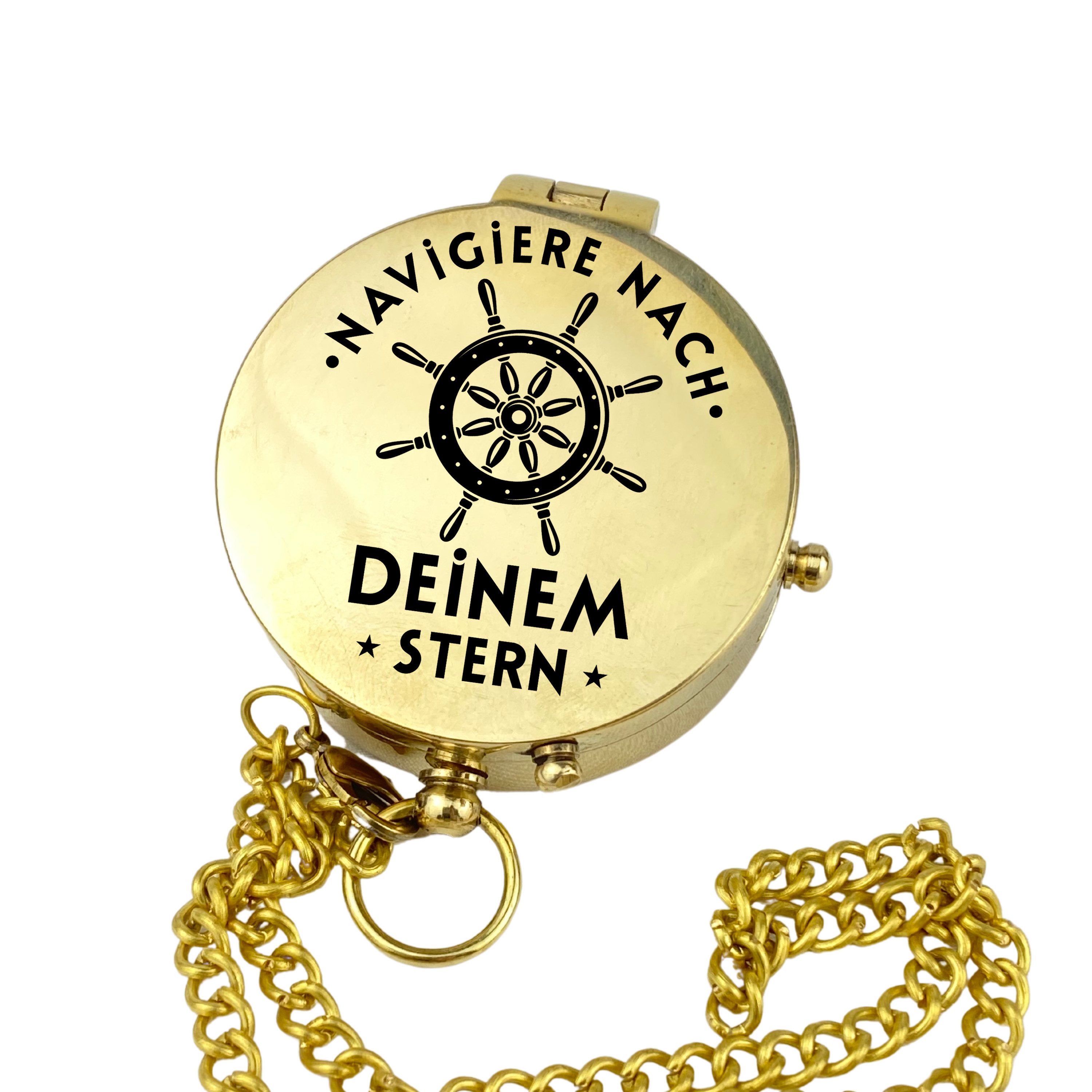 Kompass Kompass Messing poliert Gravur auf dem Deckel Maritim diverse Motive