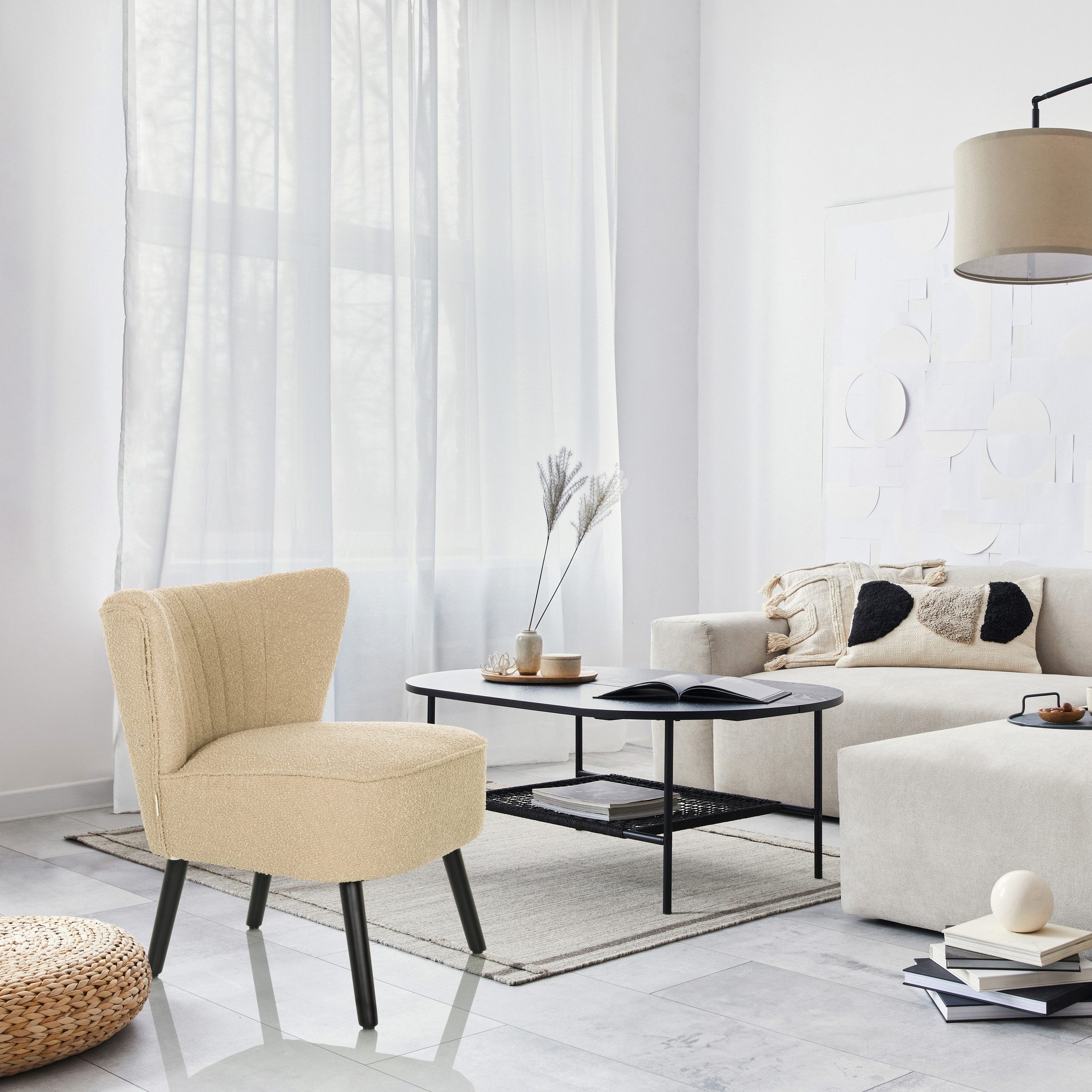 hjh LIVING Loungesessel Loungesessel MANISO Stoff, Fernsehsessel Lesesessel Sessel Polsterstuhl Teddy